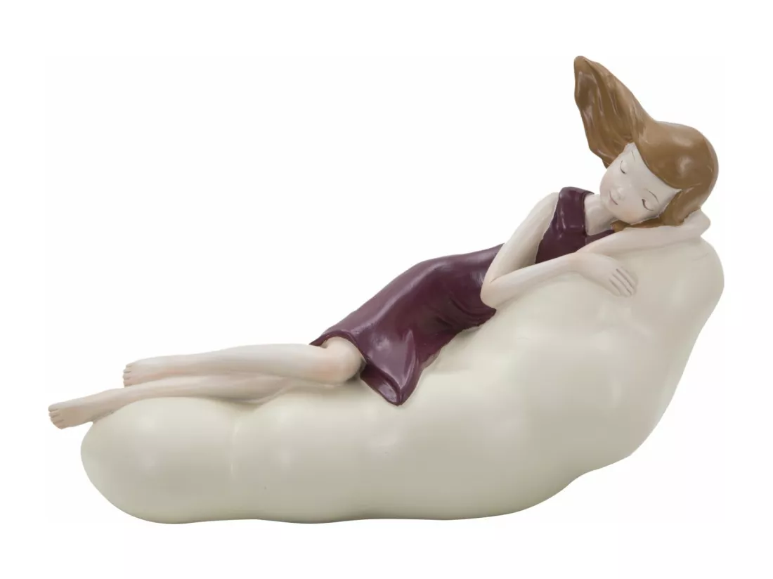 Statuette de femme en résine multicolore sur nuage cm 25x11x16