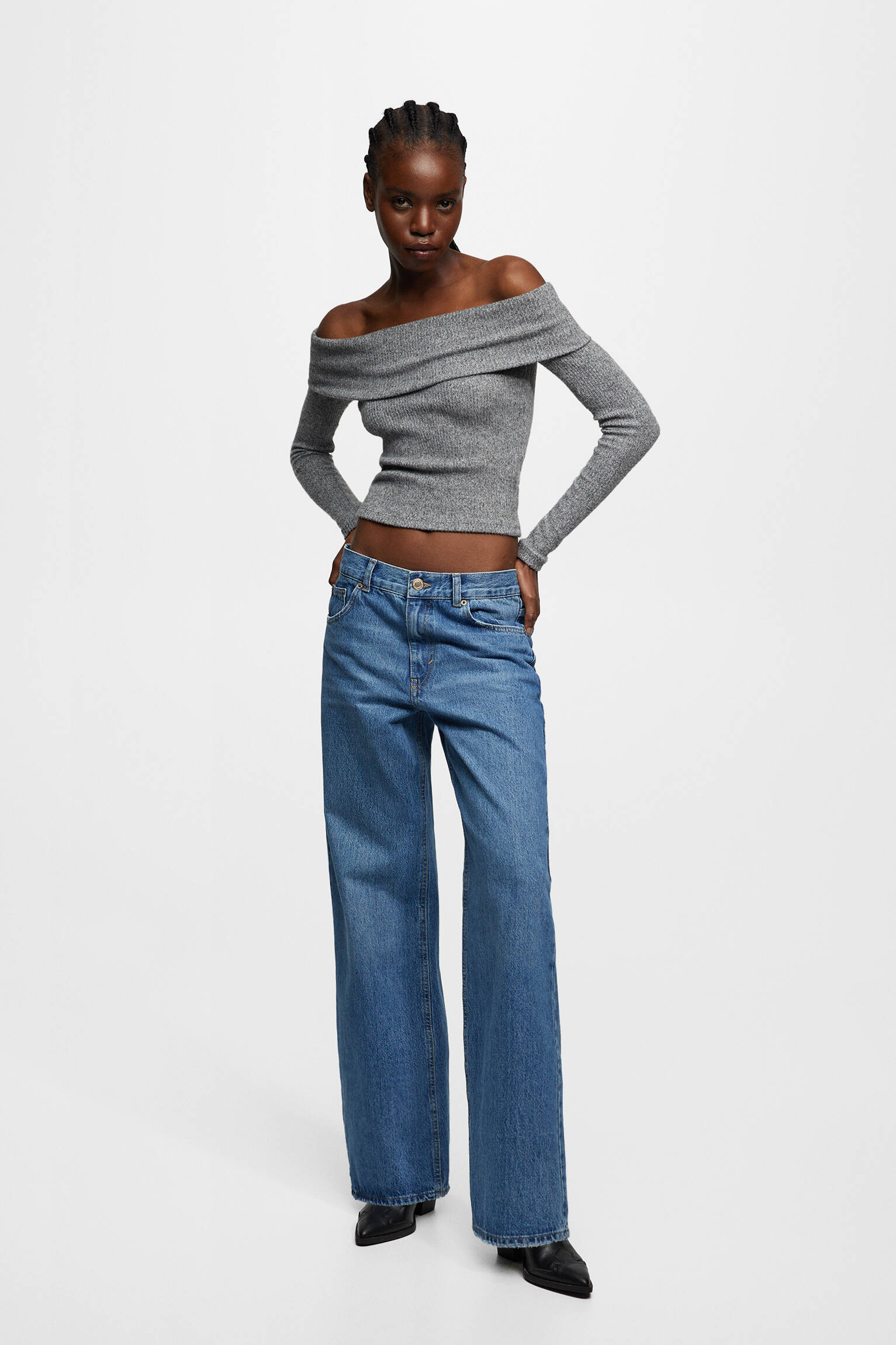 CALÇA JEANS OVERSIZED - CINTURA BAIXA - AZUL MÉDIO