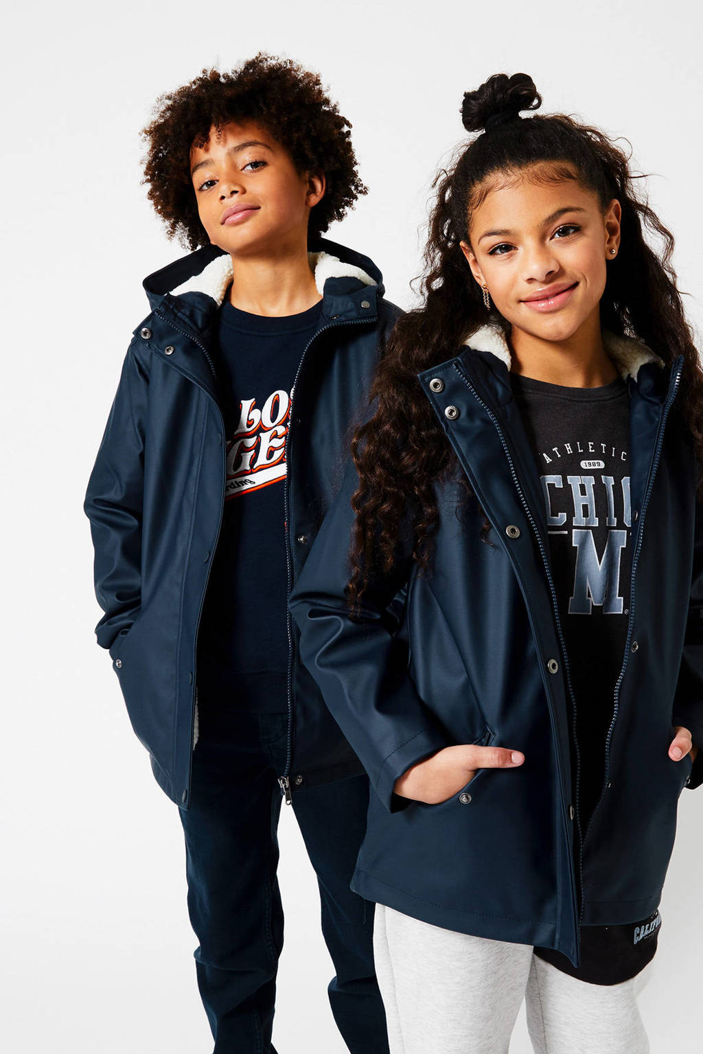 America Today unisex regenjas Janice Teddy JR donkerblauw