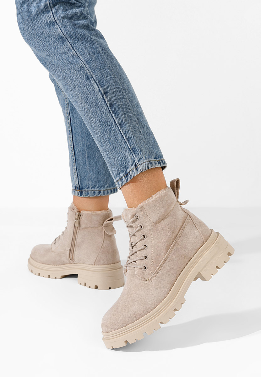 Bottines à lacets femme beige Sedria