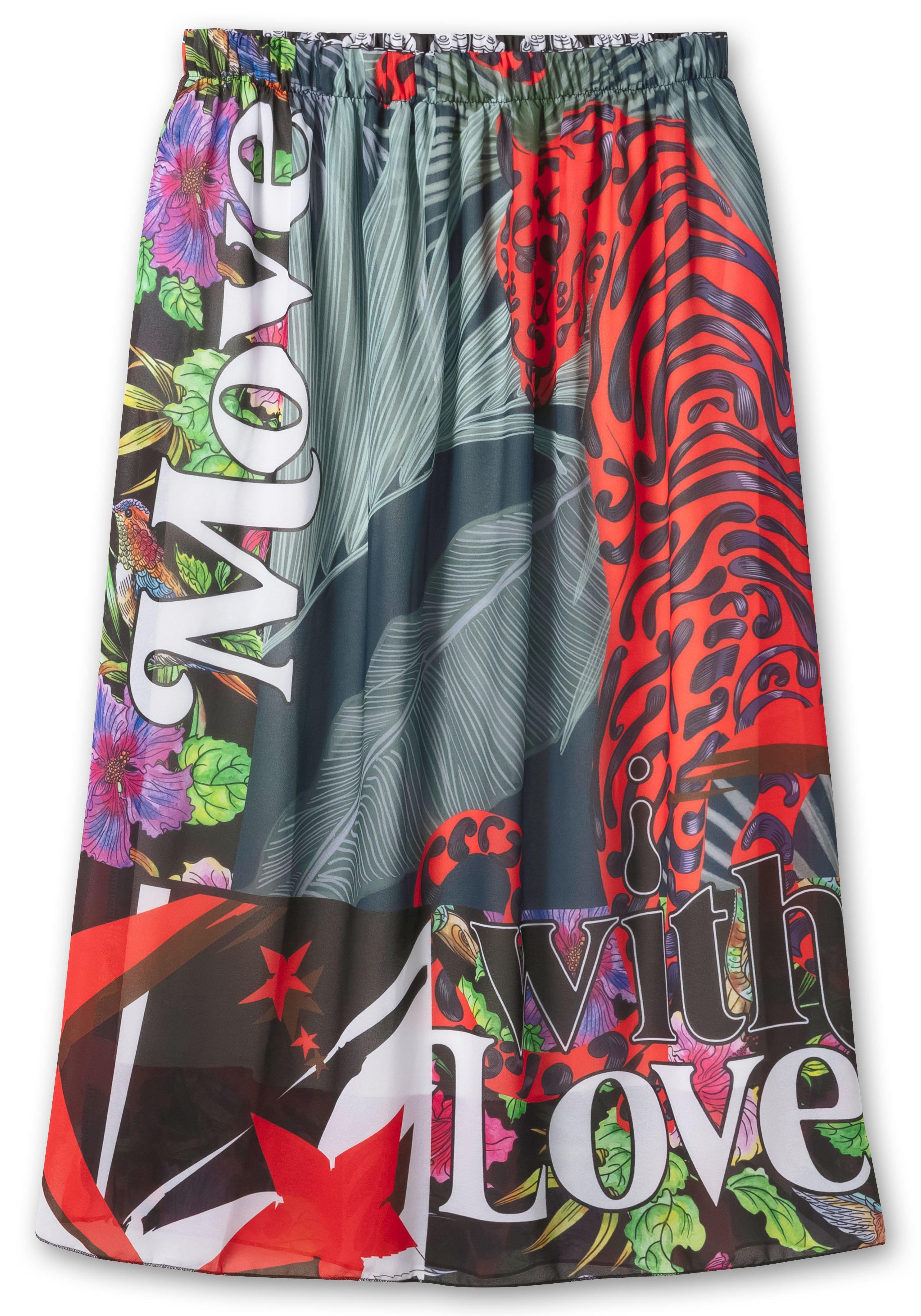 Maxirock aus Chiffon, mit Tropical Print
