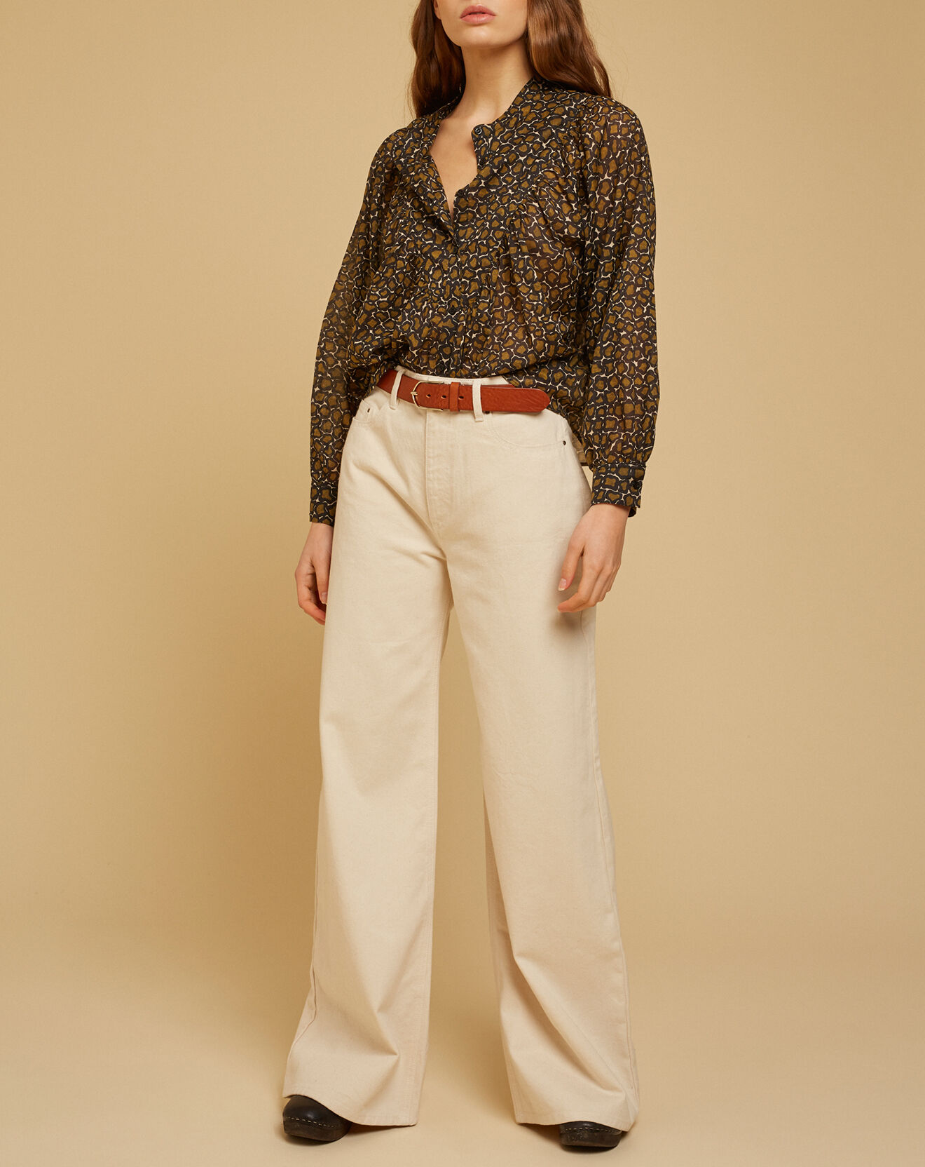 Chloé Stora Blouse ample en Voile de coton Alba imprimée noire