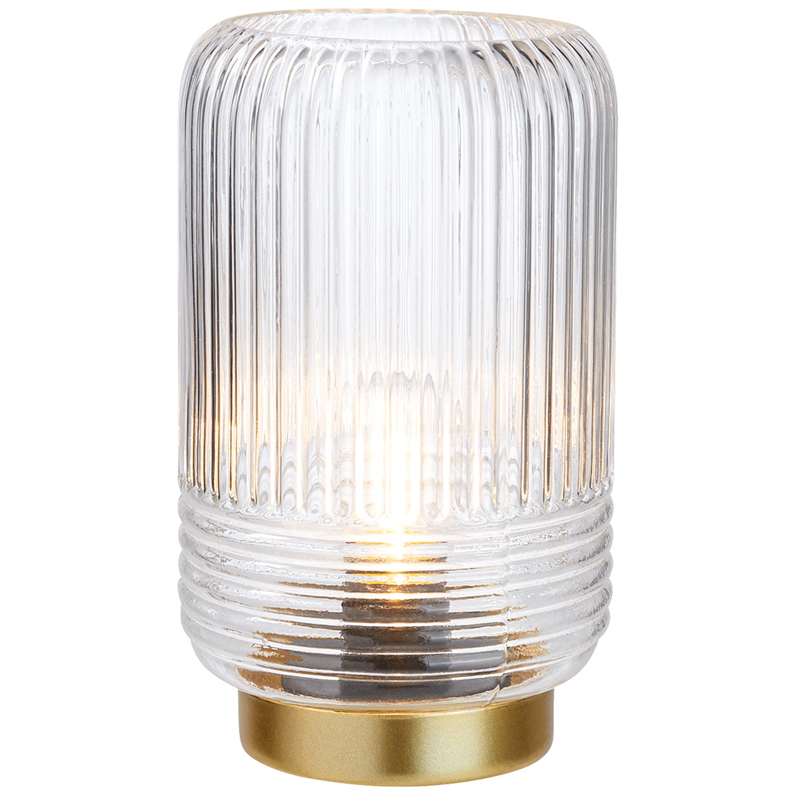 My Home Kleine Tischleuchte aus Glas glasklar / gold