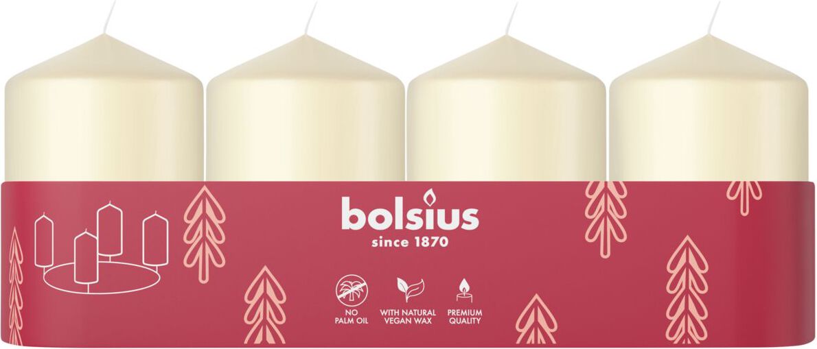 Bolsius stompkaars crème 7 uur D 4 H 6 cm 4 stuks
