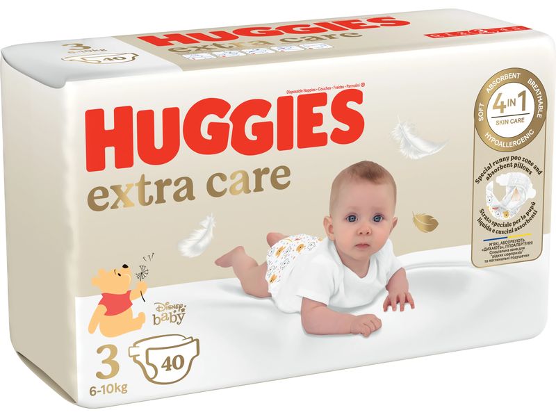 Huggies Windeln Extra Care Grösse 3 Windeln mit Nässeindikator und Rückentasche zum Schutz vor dem Auslaufen