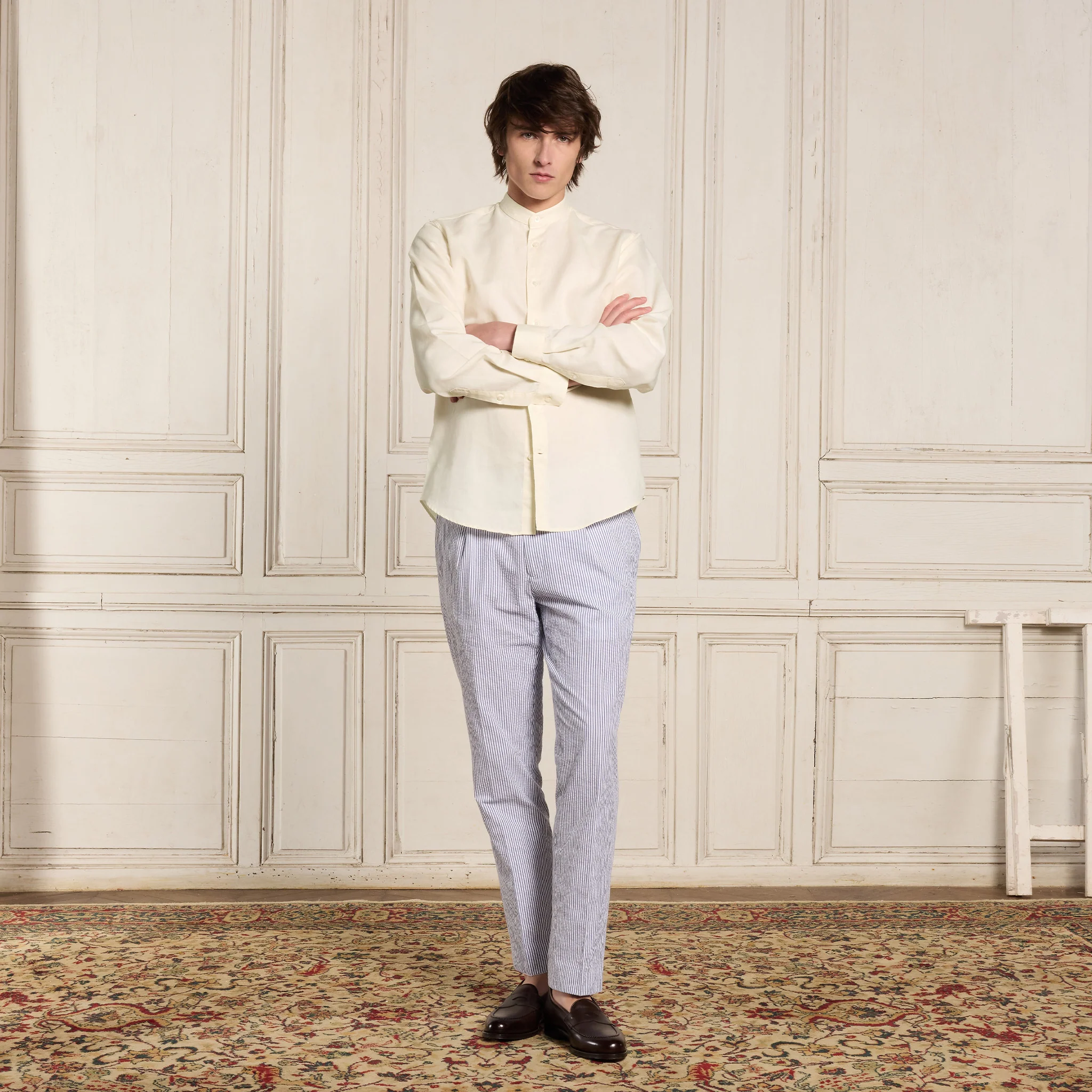 Ecru cotton and linen shirt
