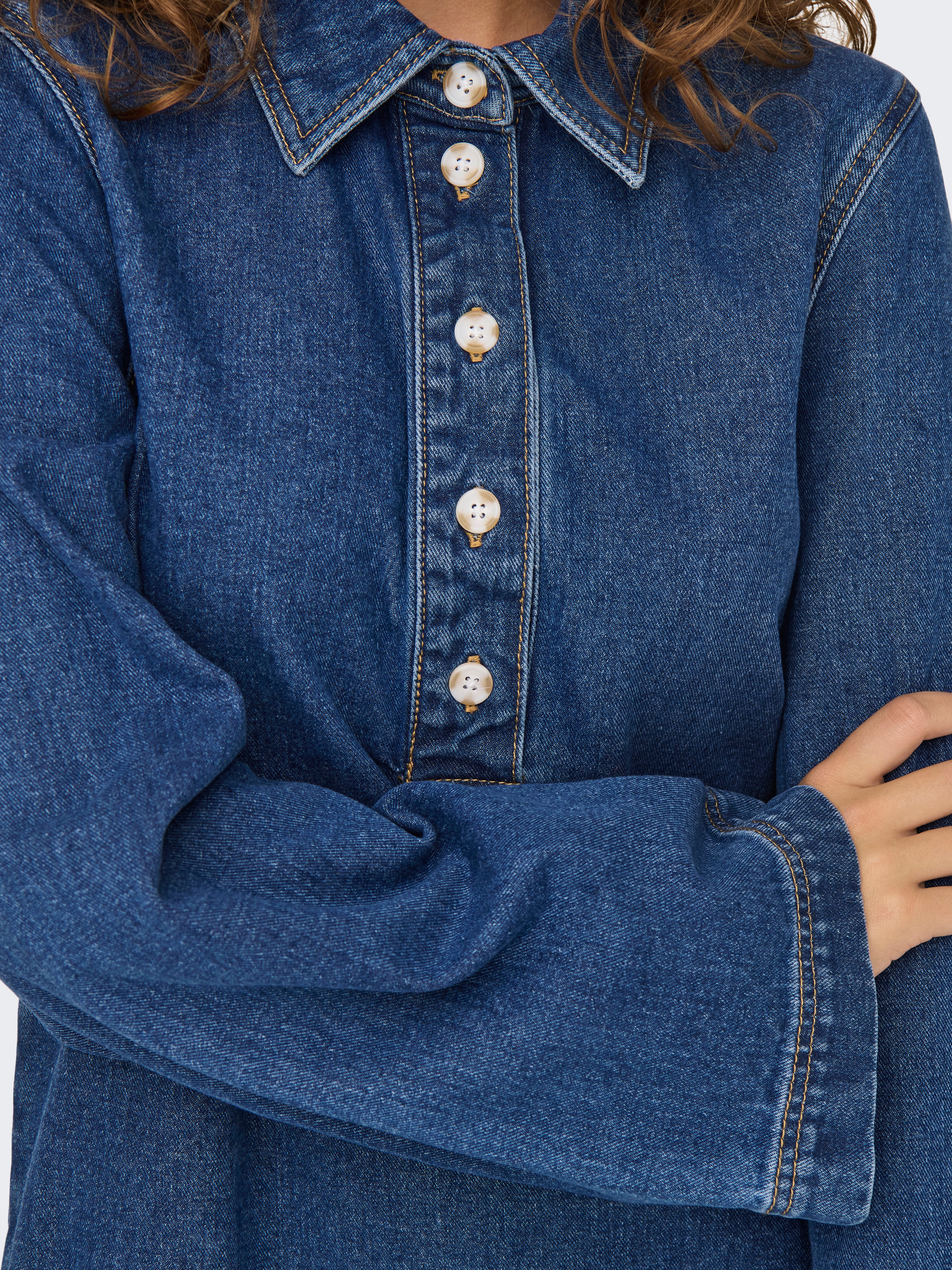 ONLFREYA Kurzes Kleid Medium Blue Denim