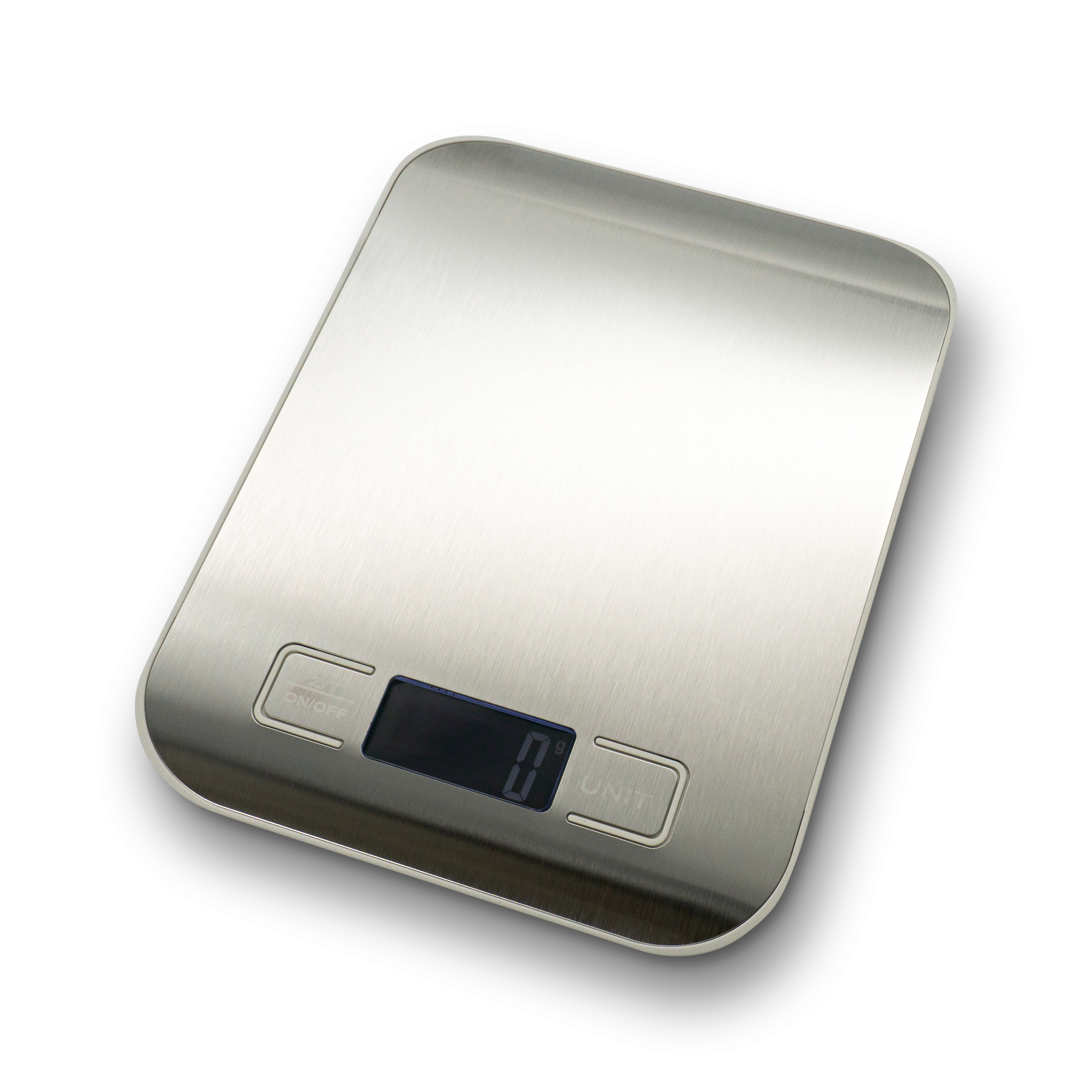 (14x18cm) Professionelle Digital Edelstahl Küchenwaage mit LCD Display (Batteriebetrieben) - Silber / Weiss