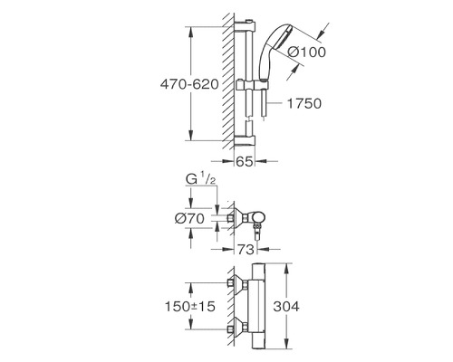 Grohe Quickfix douchemengkraan met thermostaat PRECISION START chroom 34597000