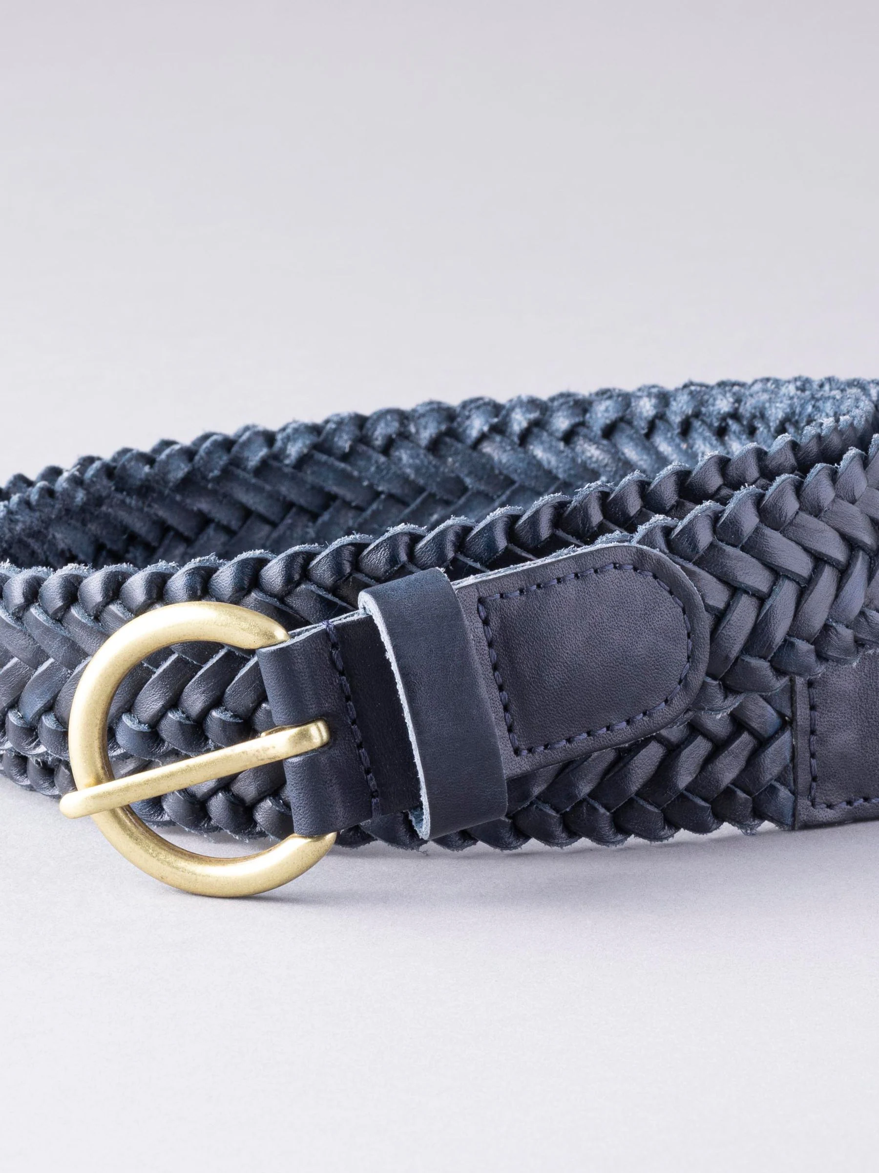 Marineblauw - Lakeland Leather Waverton gevlochten riem
