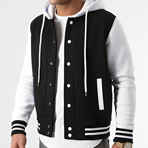 Veste Teddy A Capuche 1856 Noir Blanc