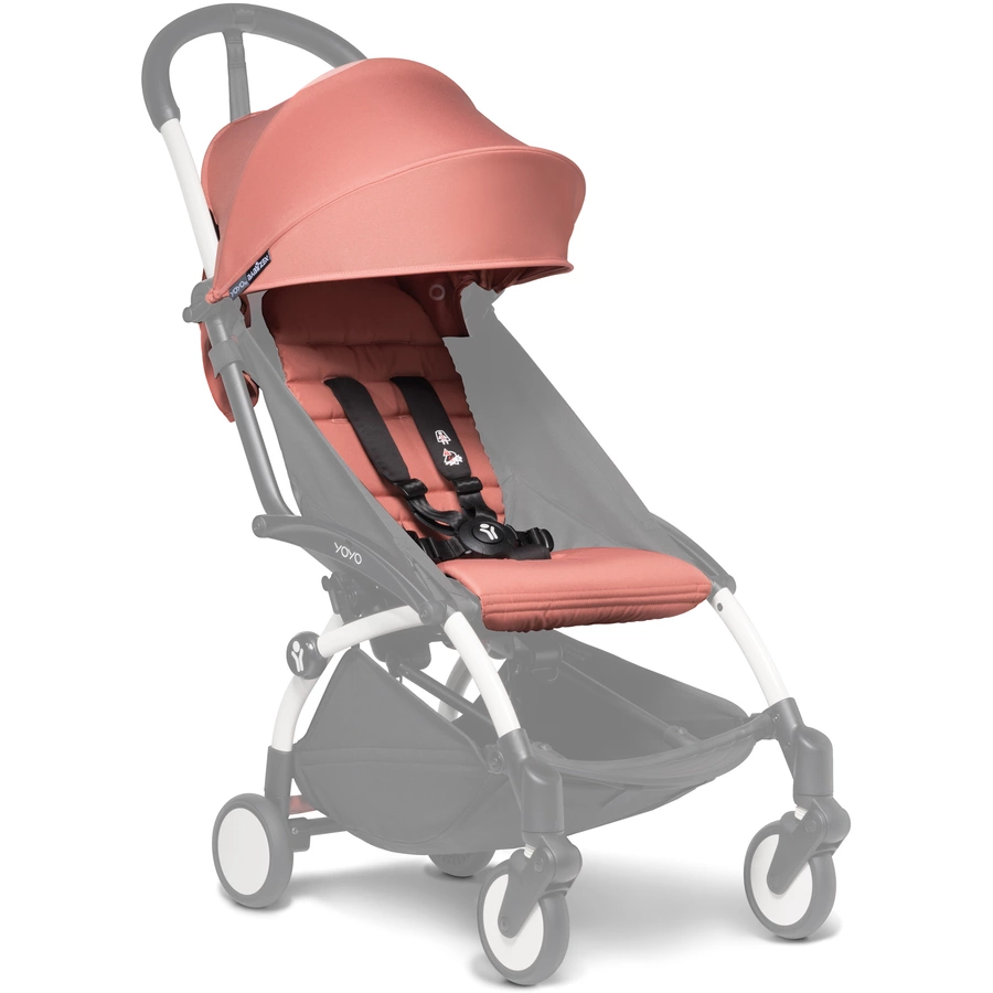 BABYZEN Kinderwagen YOYO2 0+ White mit Liegewanne und Textilset Ginger