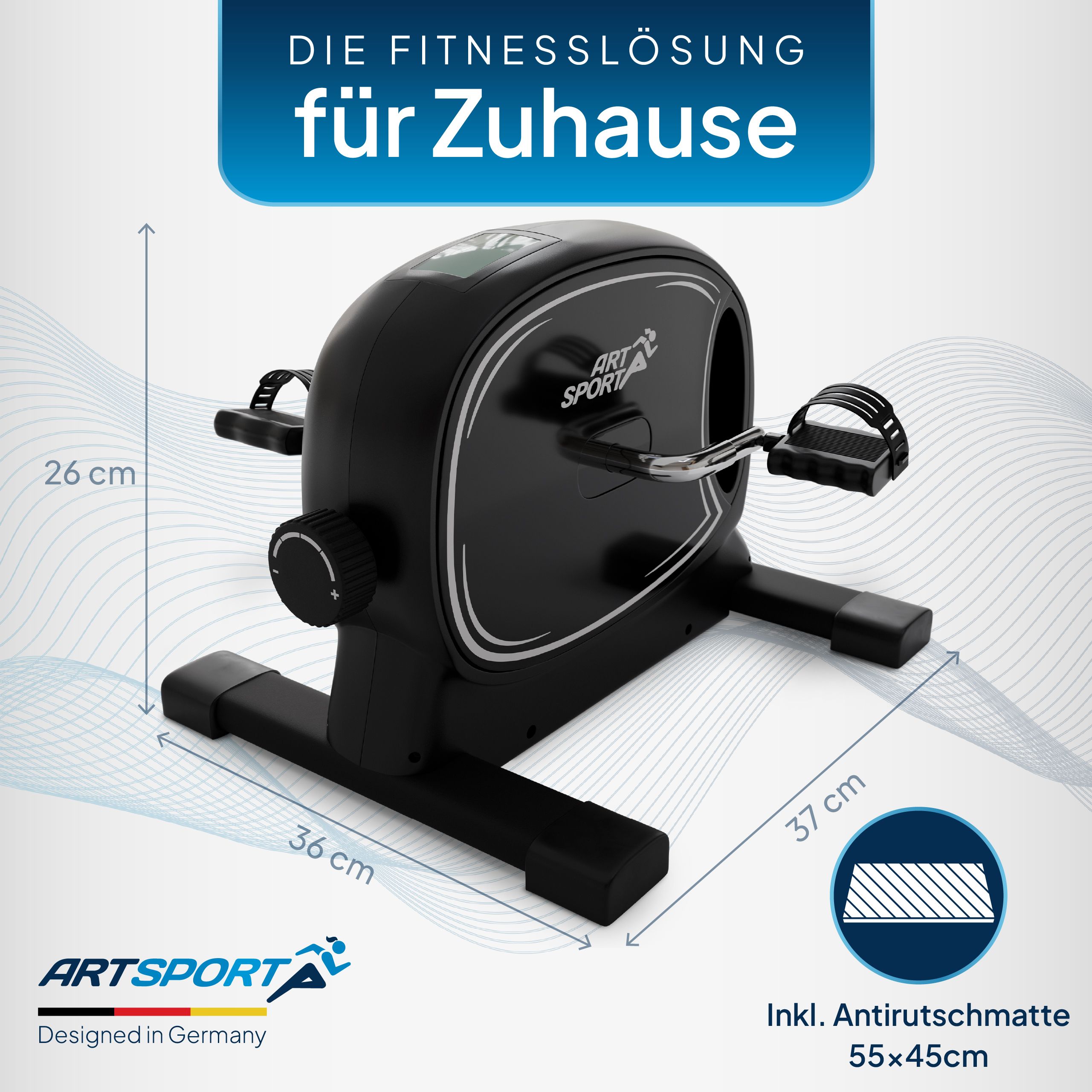 ArtSport Pedaltrainer Sportivo - leiser Heimtrainer, Fitnessgerät, Senioren, Armtrainer