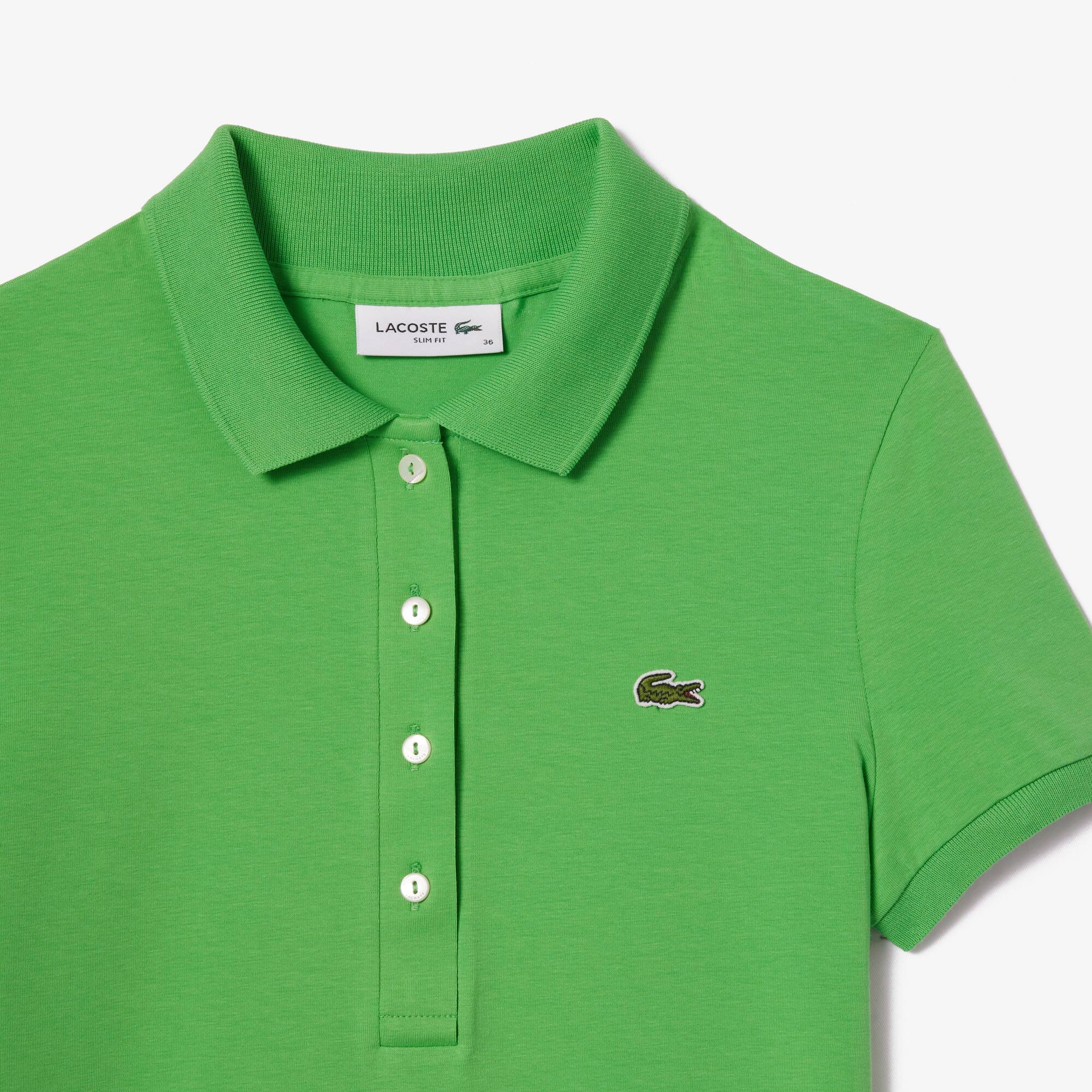 Polo L.12.D slim fit en jersey Manches Courtes - Vert - Lacoste - Femme