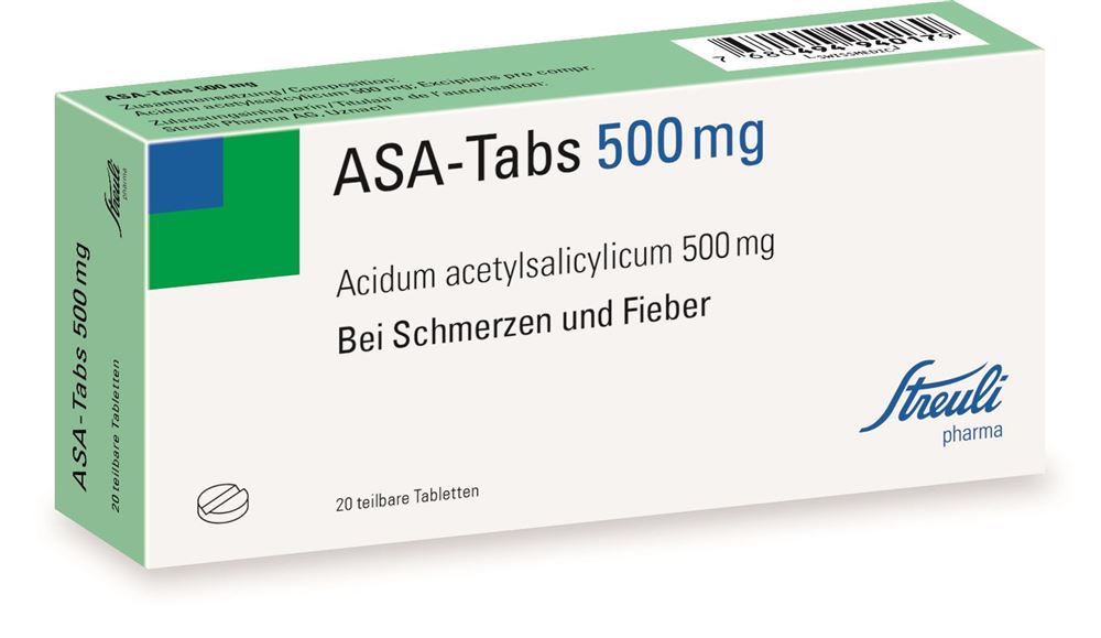 ASA-TABS Tabl 0.5 g Blist 20 Stk<br>20 Stück, Blister, Tablette