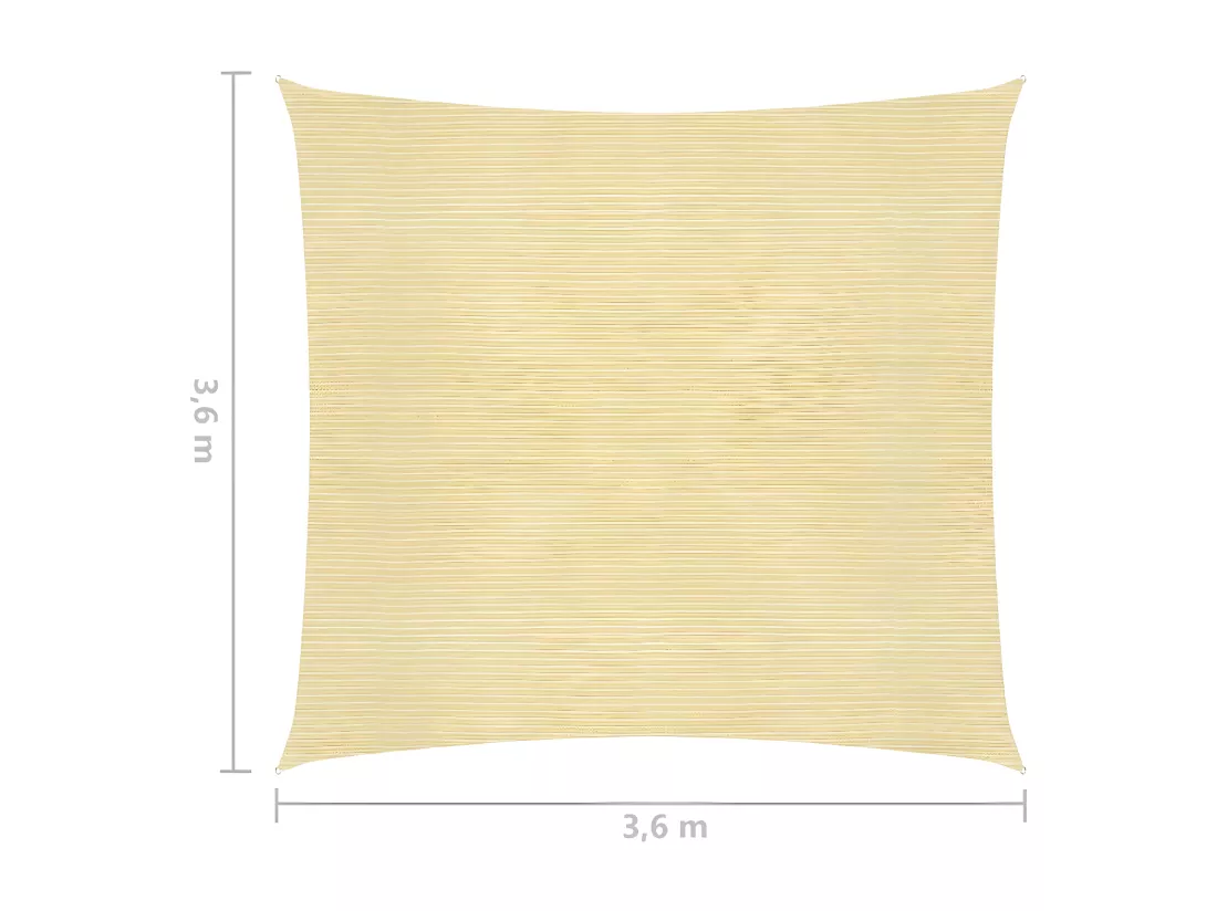 Voile d'ombrage en PEHD carré 3,6 x 3,6 m Beige