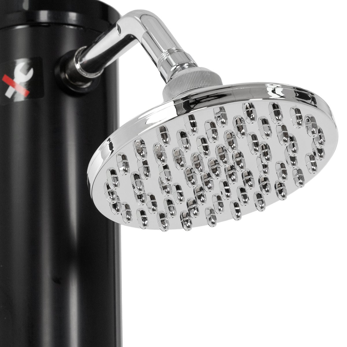 ML-Design Solar Douche 20 L 210 cm Rond met Voetdouche en Regendouchekop, Zwart, Warm Water, tot 60°C, Geen Stroomaansluiting Nodig, met Tuinslangaansluiting, Solar Tuindouche, Buitendouche, Zwembaddouche