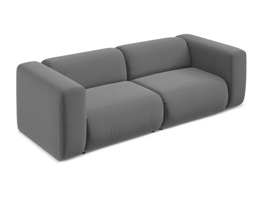 Canapé modulable 3 places en velours - gris - EKAHI