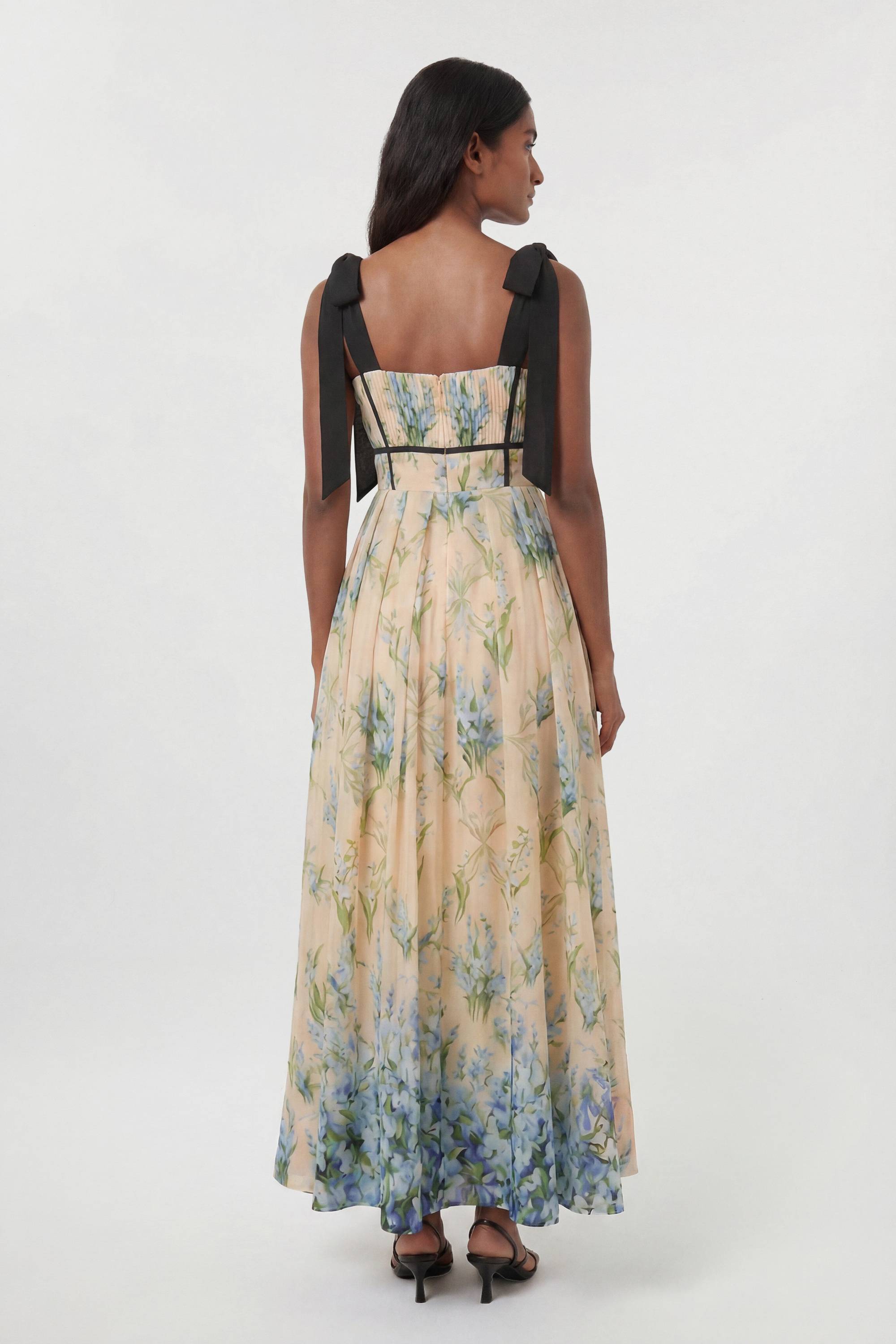 KarenMillen Robe Midi Tissée À Bretelles Nouées En Coton Et Soie À Imprimé Floral
