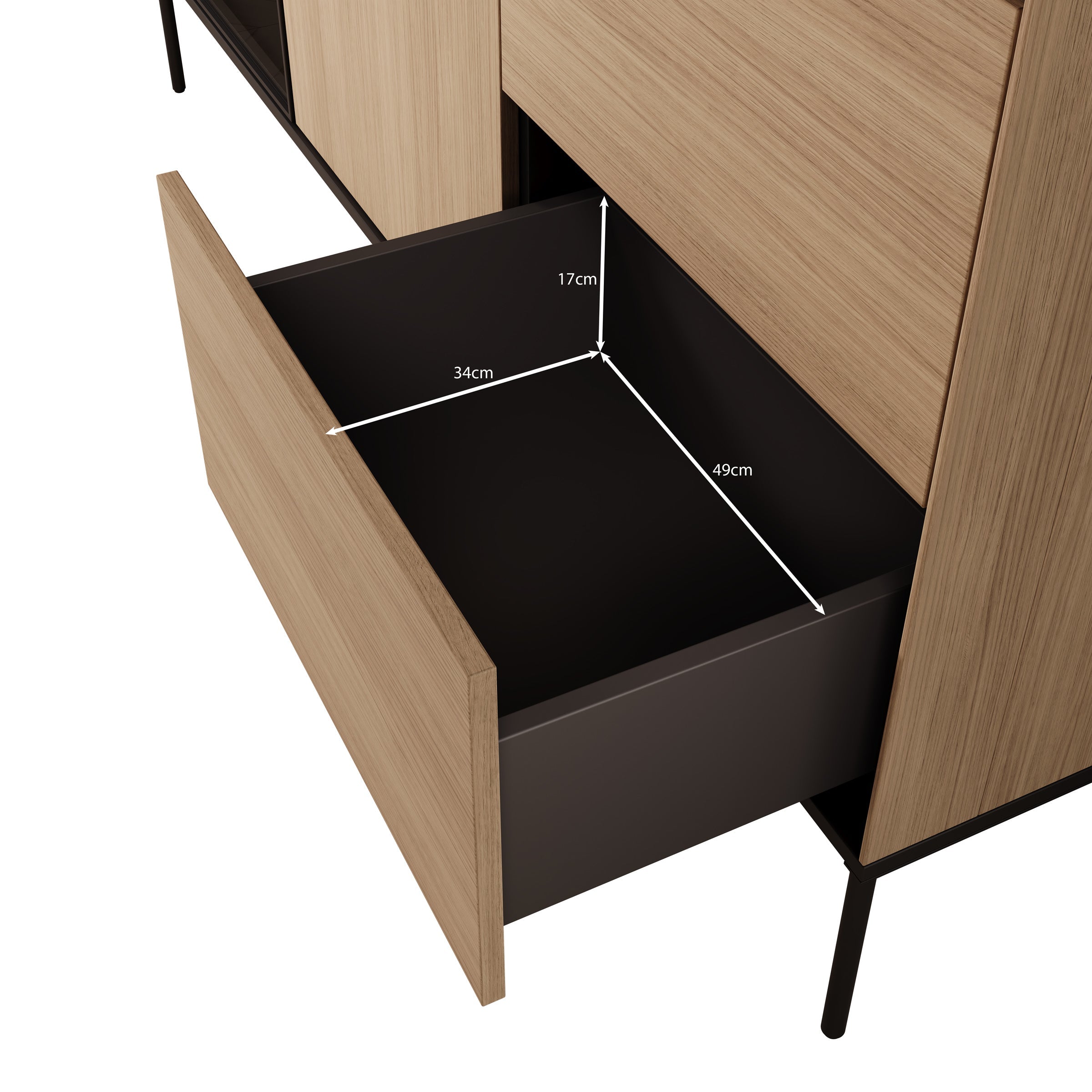 Meubella - Vicious - Dressoir met LED - Eiken - 167x41x85 cm