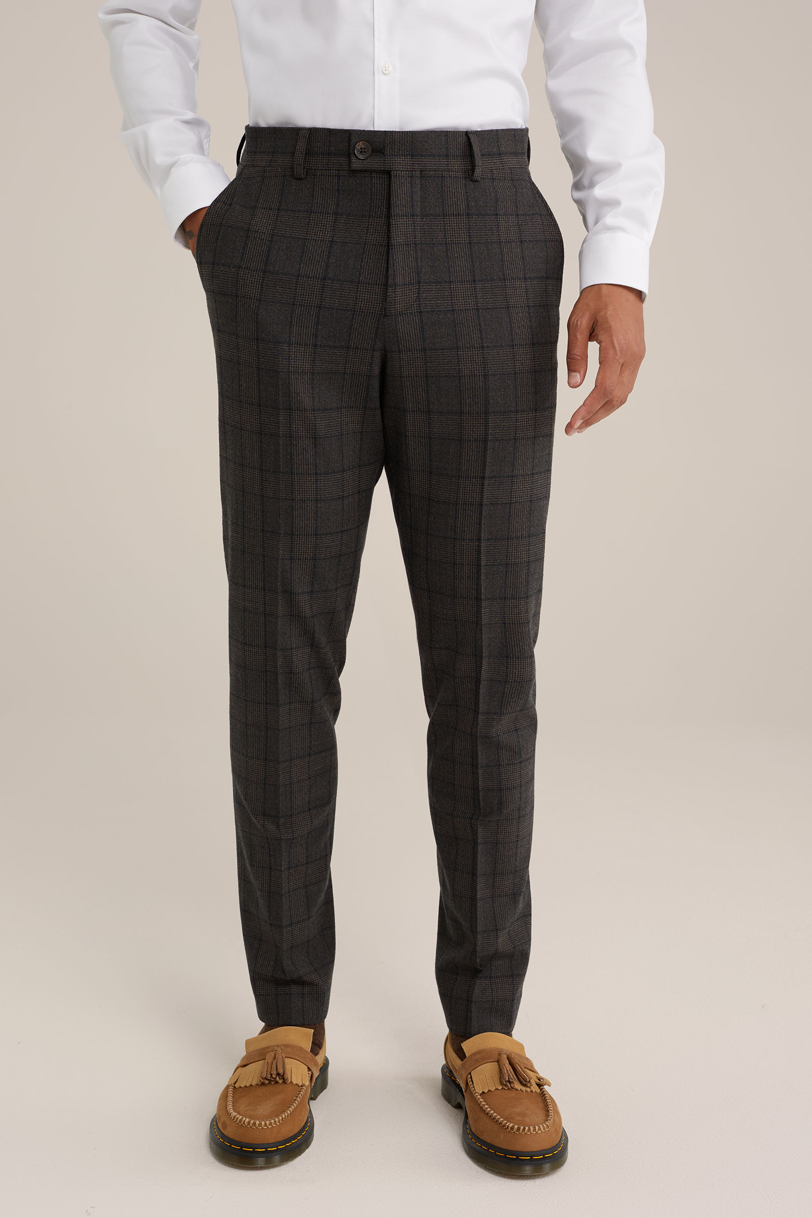 premium wol mix pantalon met ruitdessin Van Gils Bruin