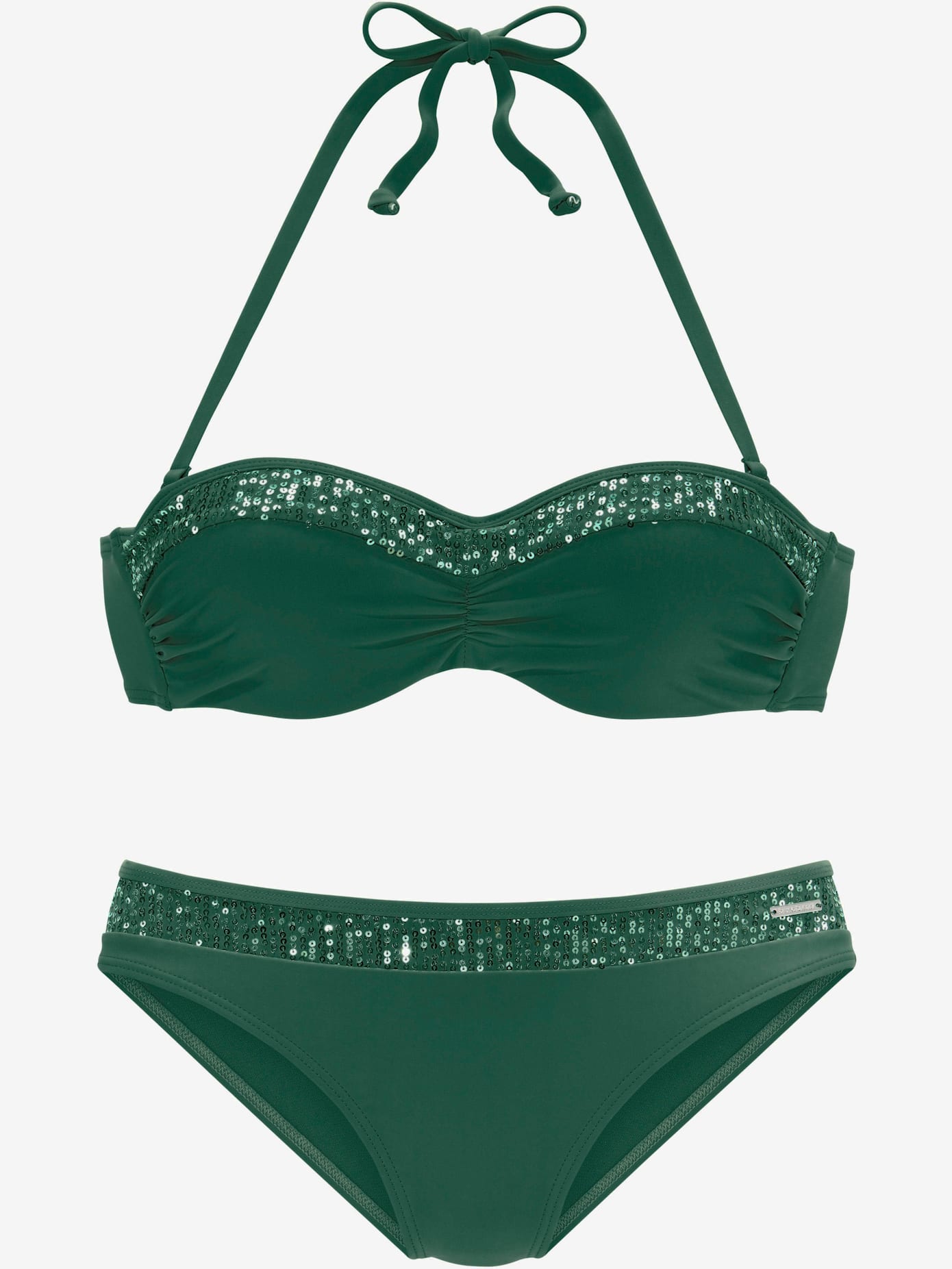 Maillot de bain bandeau à armatures aspect brillant grâce aux empiècements pailletés