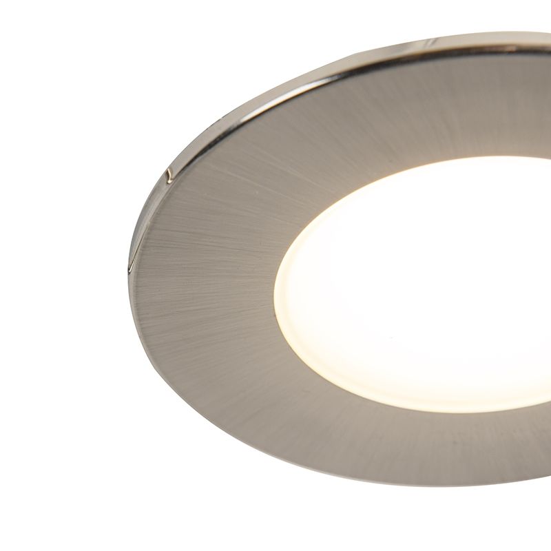 Set van 3 inbouwspots rond staal incl. LED IP65 - Simply