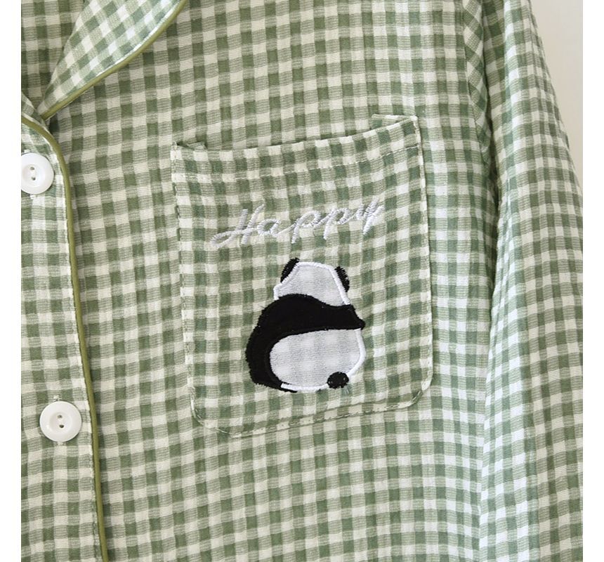 MelMount - Bijpassende pyjamaset voor koppels: geruite top met lange mouwen + broek (verschillende ontwerpen)