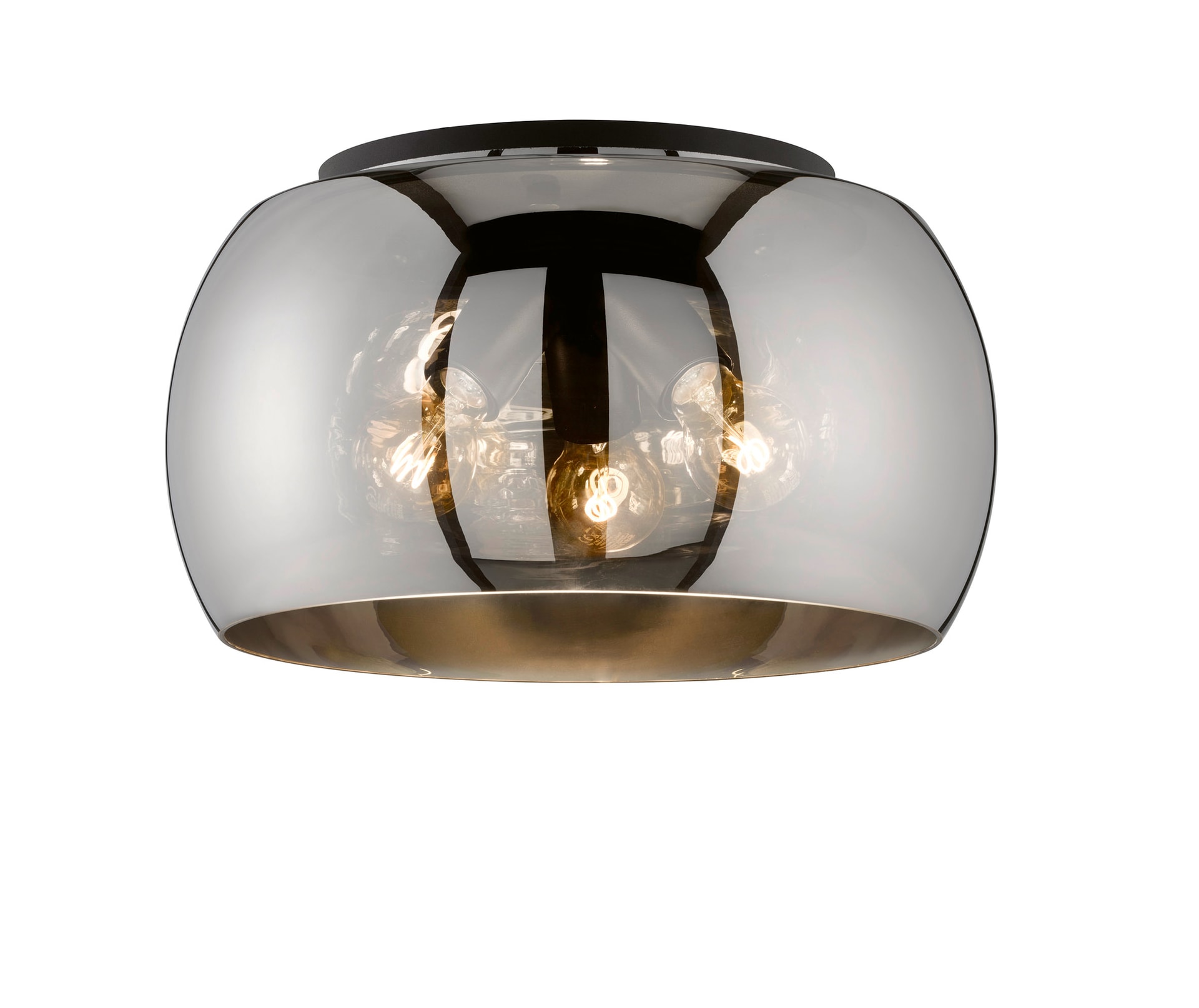 FISCHER & HONSEL Retrofit Deckenlampe DIMA 40 cm sandschwarz /rauchfarbig