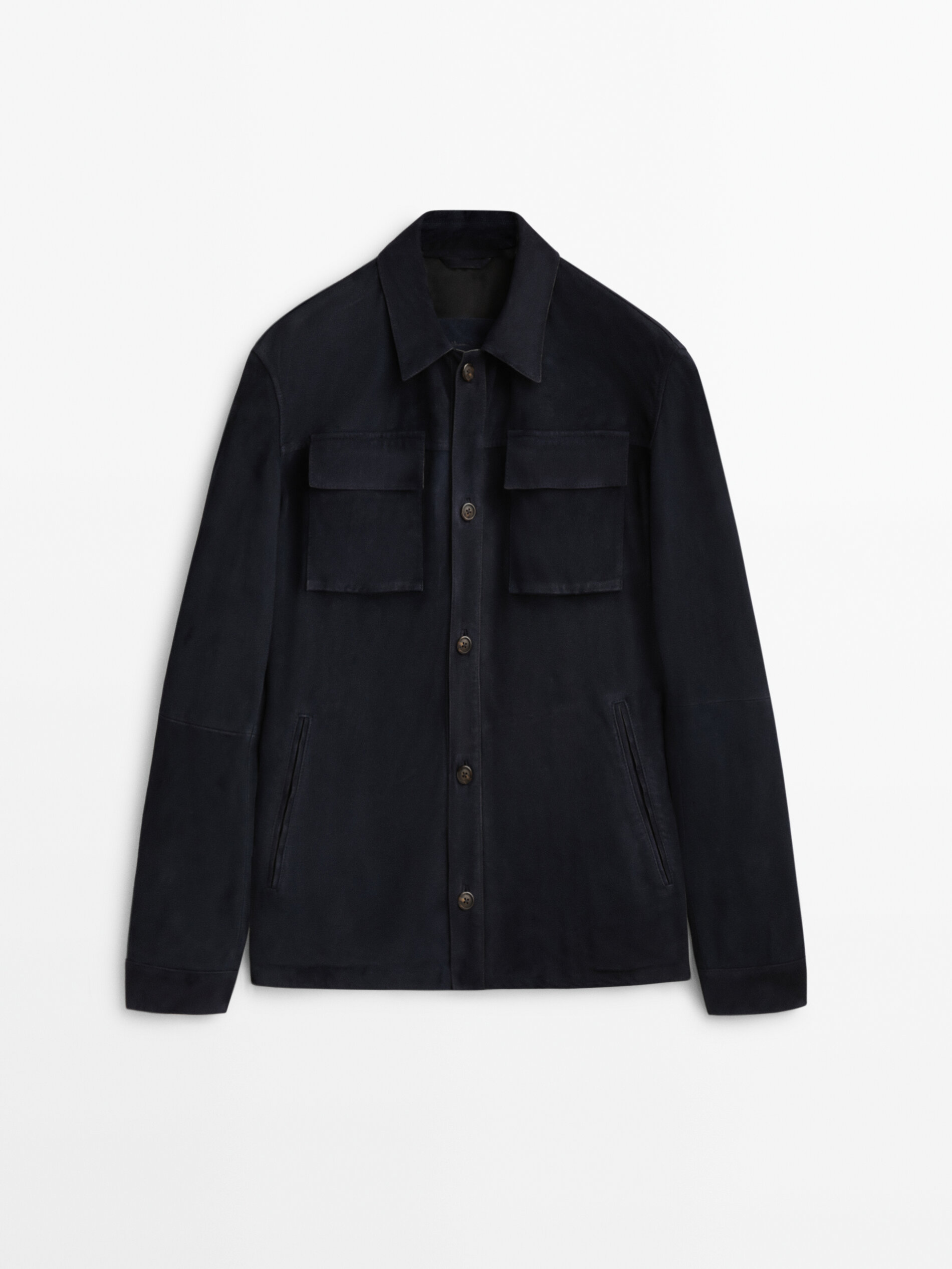 Sobrecamisa de ante com botones - AZUL MARINO