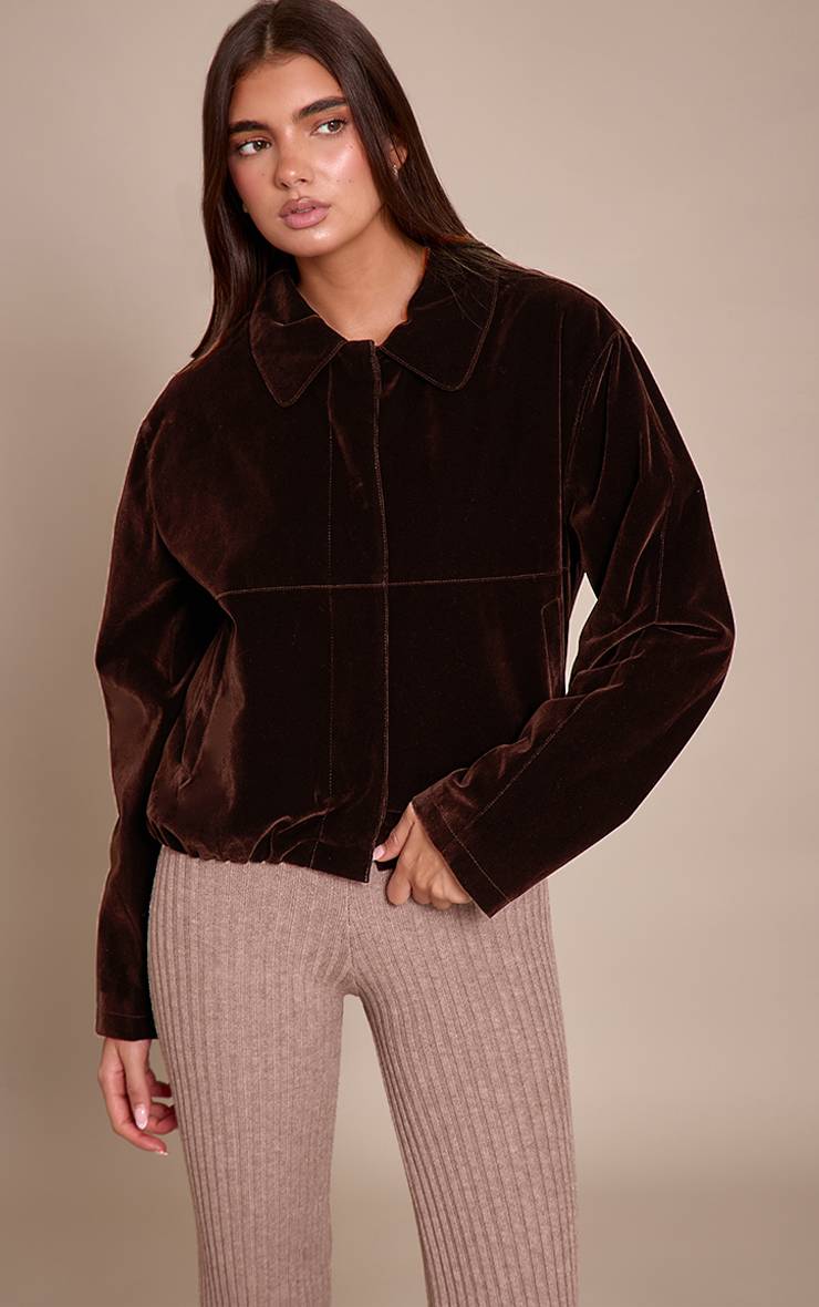 Chocolat Veste Bomber En Velours