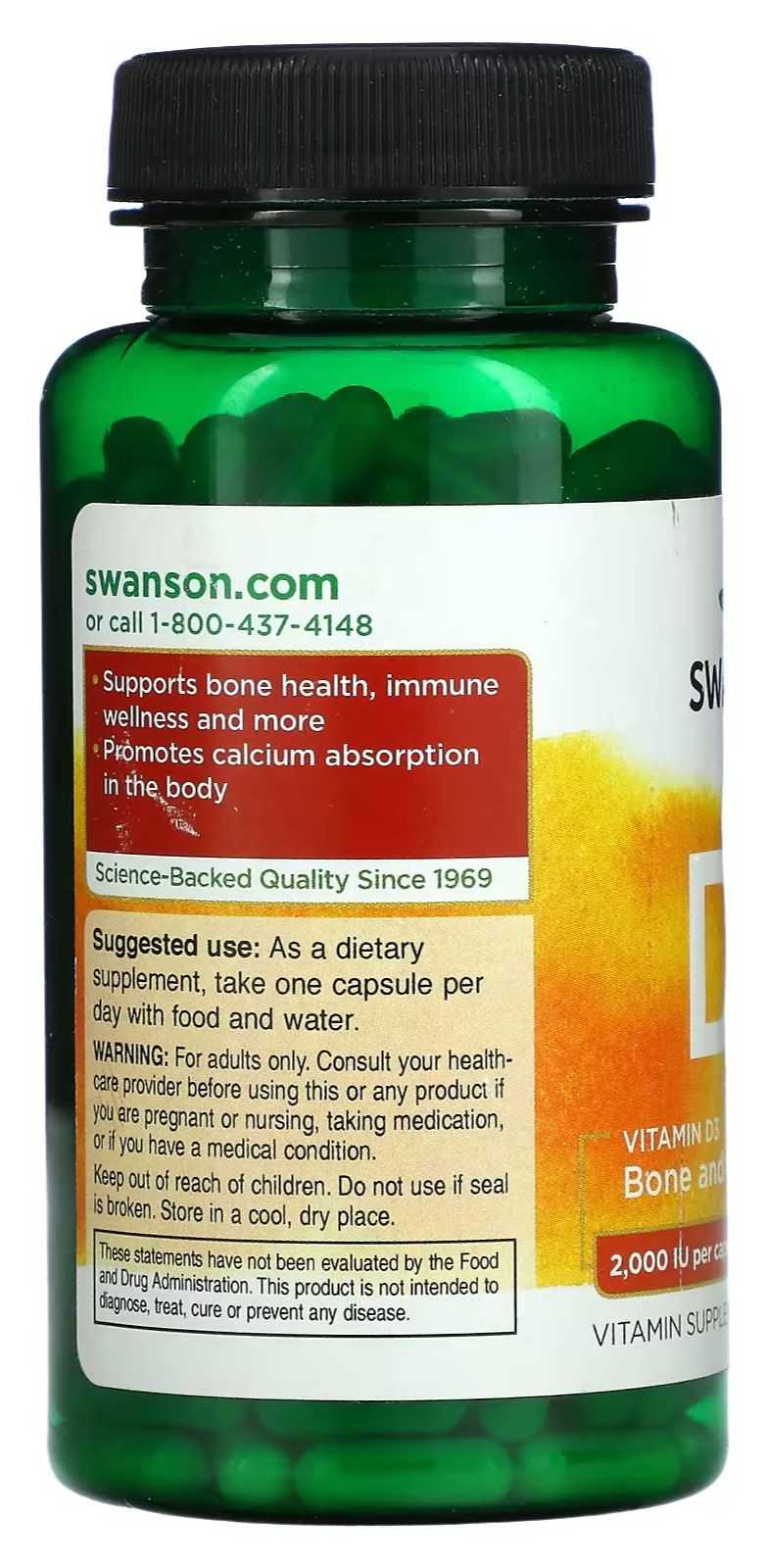 Swanson Vitamina D3 Alta Potencia 250 cápsulas