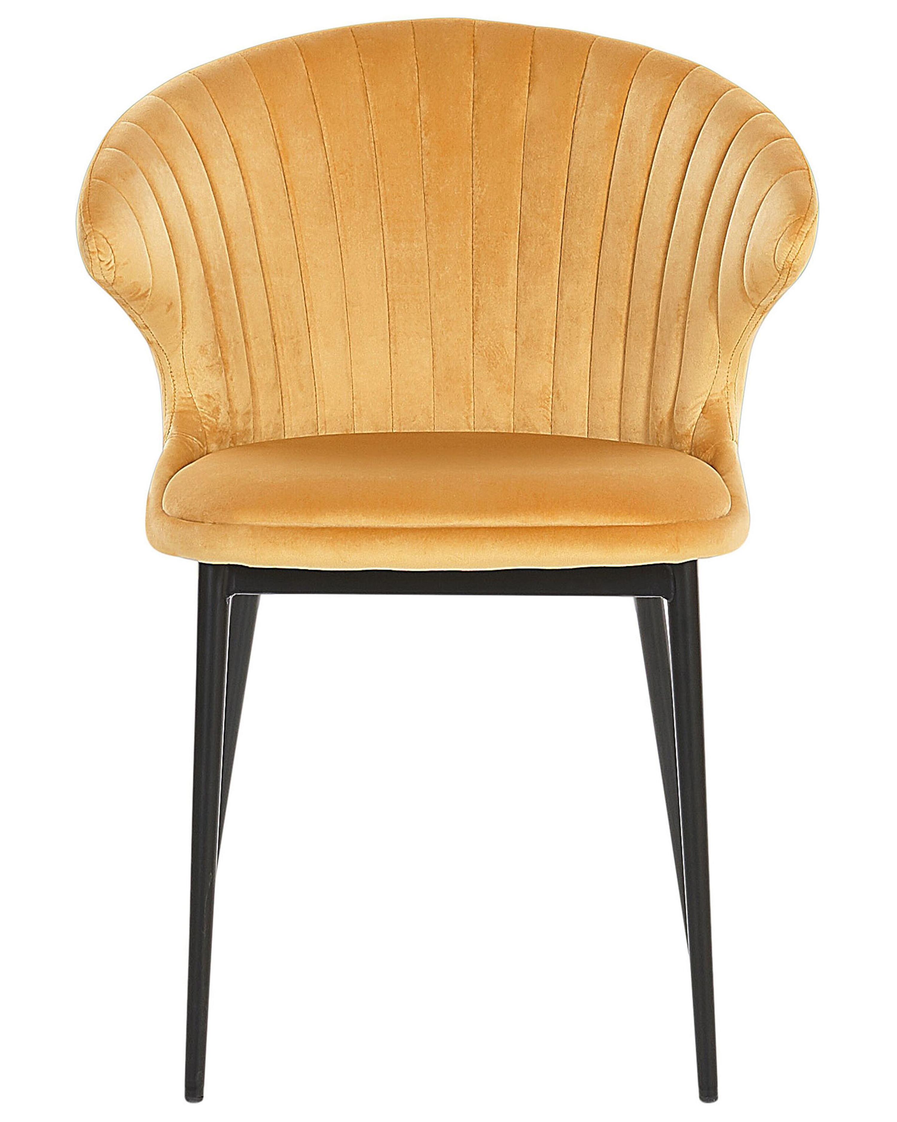 Set van 2 eetkamerstoelen AUGUSTA Fluweel Mosterdgeel
