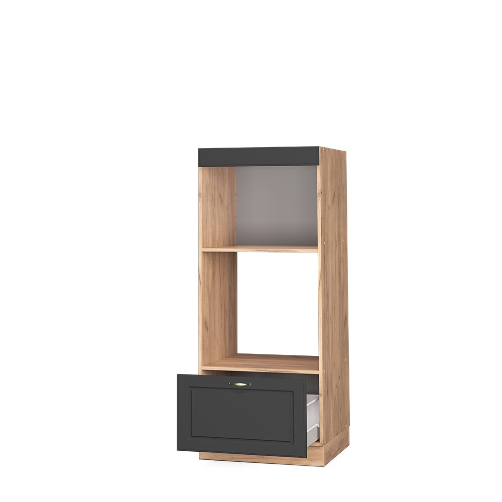 VICCO Mikrowellenschrank 60 cm Goldcraft/Anthrazit Landhaus Küchenschrank Backofen Küchenzeile Fame-Line