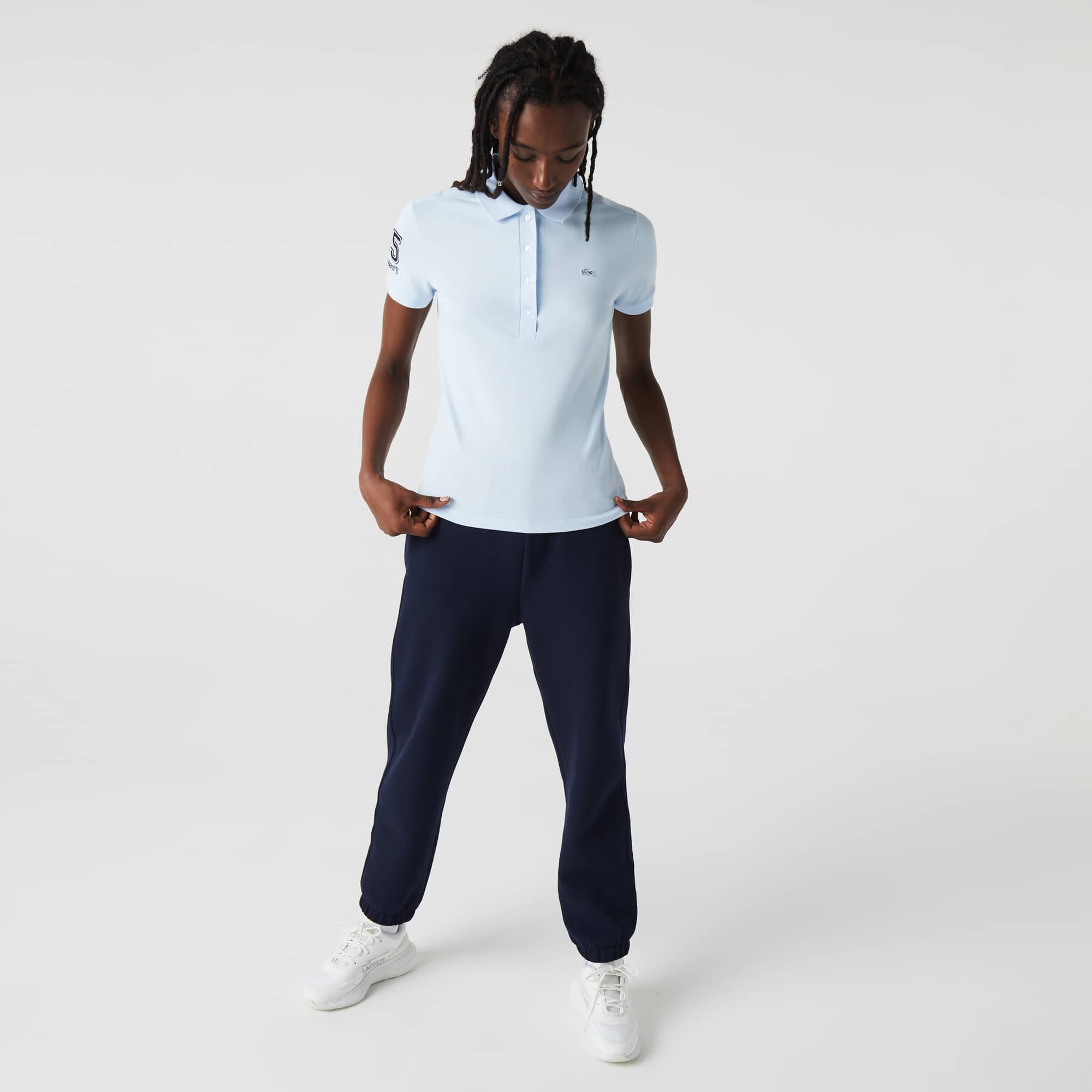 Polo Lacoste x Club Med en coton uni Manches Courtes - Bleu - Lacoste - Femme