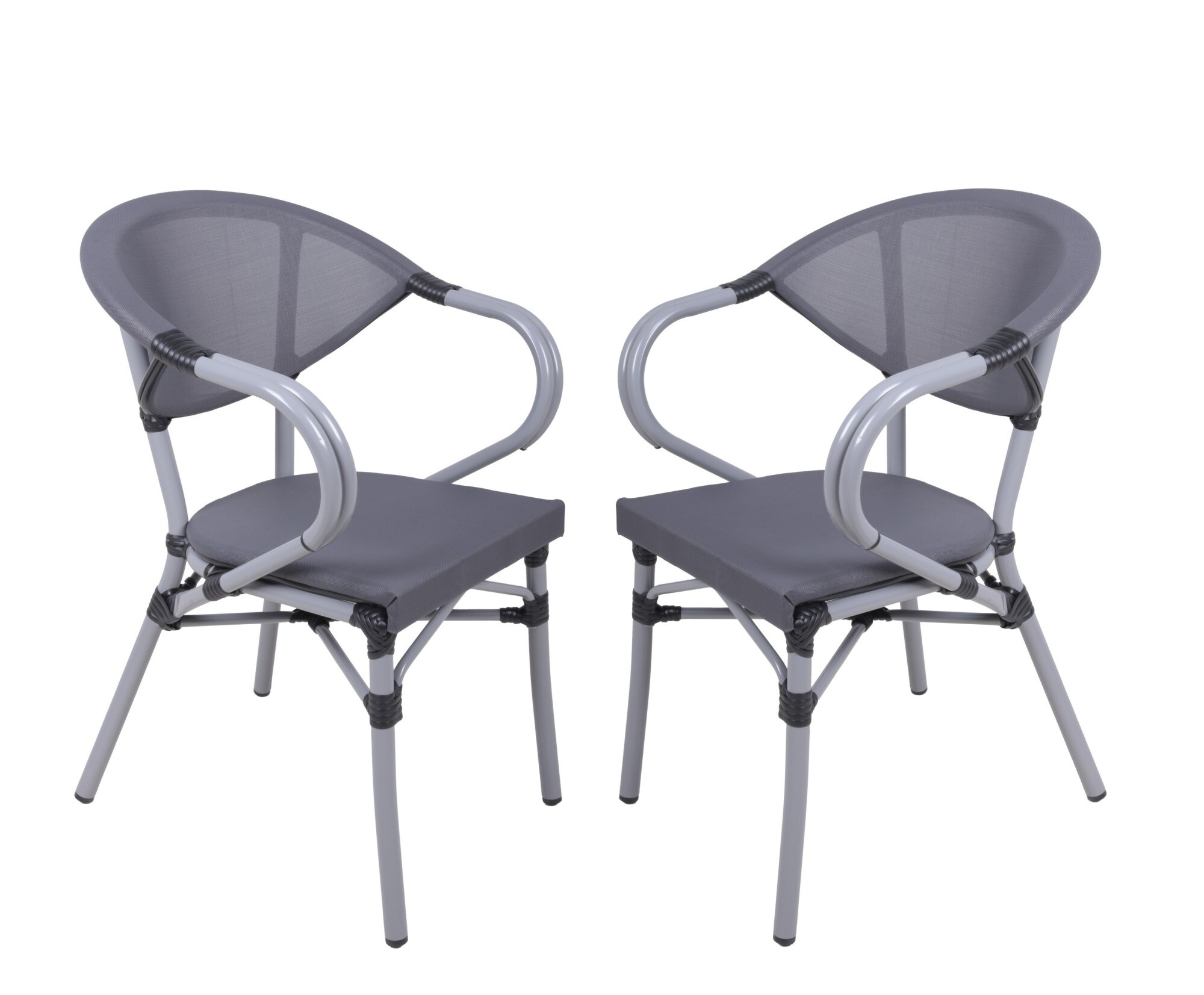 2er Set Stapelstuhl Toskana Garten Terrasse Stuhl Essstuhl Gartenmöbel grau
