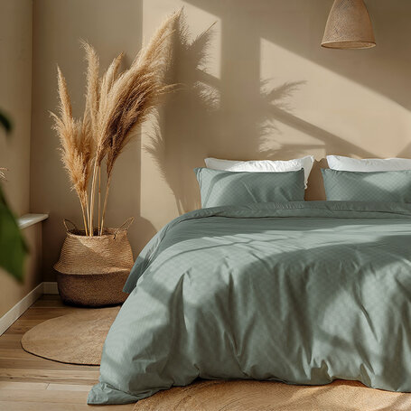 Dekbedovertrek Luna Embossed Chess - Groen - 200 x 220