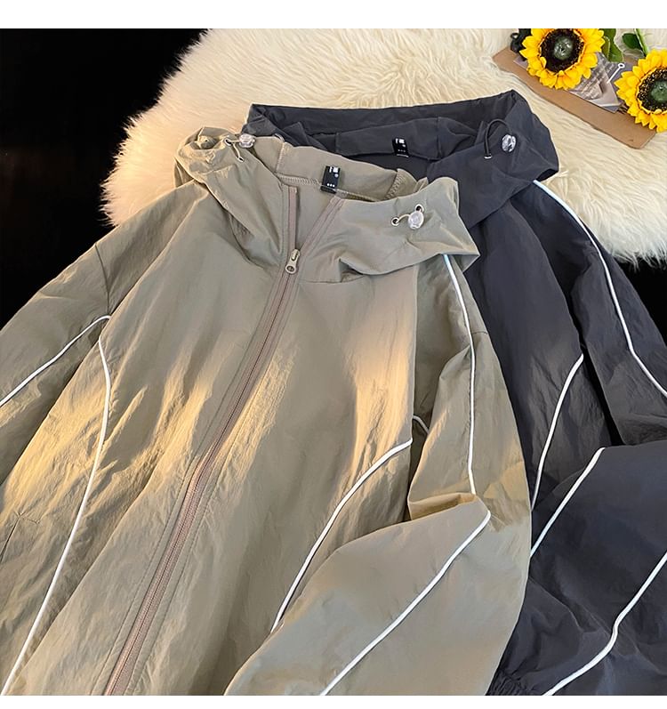 Mimiyox - Windjack met capuchon en contrasterende rand en rits