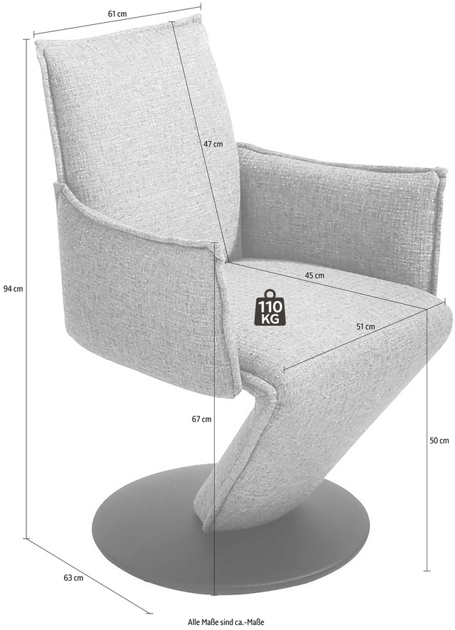 K+W Komfort & Wohnen Drehstuhl »Drive« () Sessel mit federnder Sitzschale, Drehteller in Metall schwarz Struktur