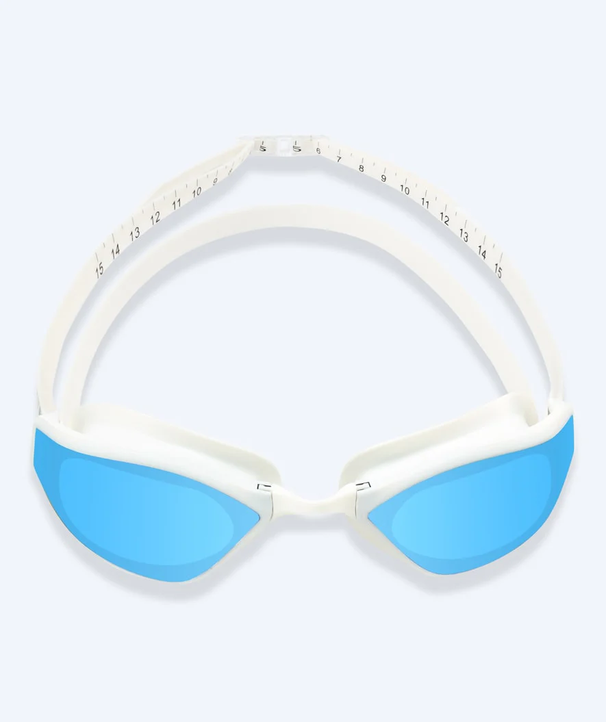 Watery Elite svømmebriller - Storm Racer Mirror - Hvid/blå