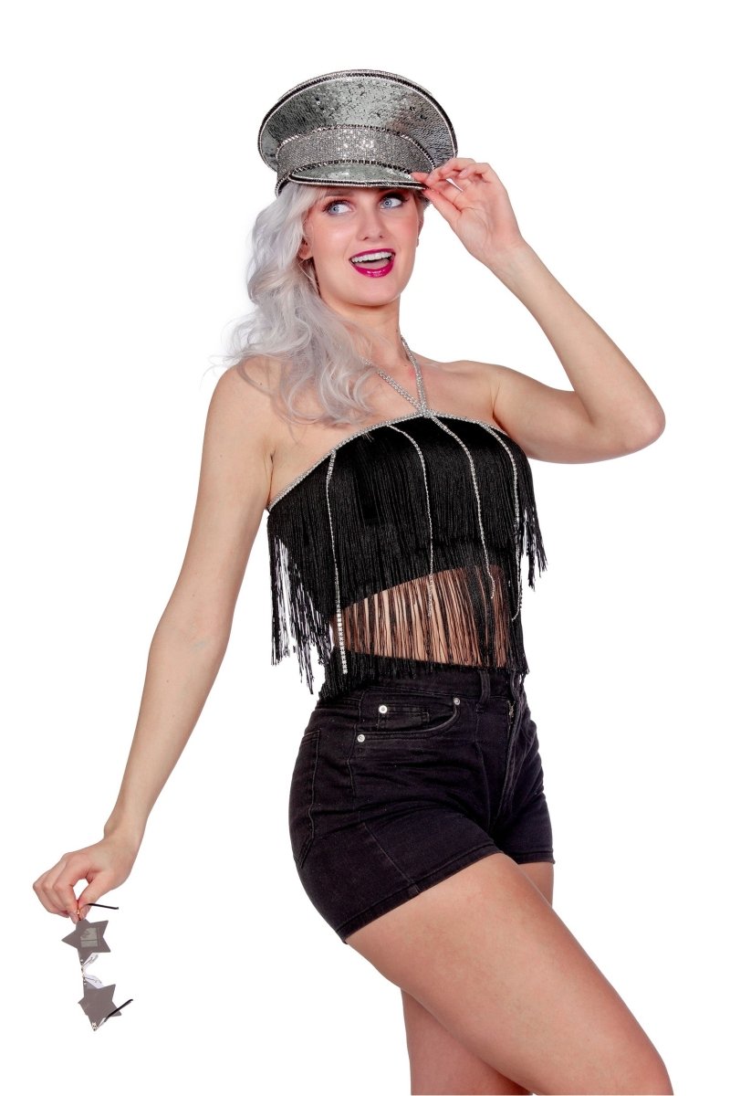 Festival Top Zwart Dames Franjes
