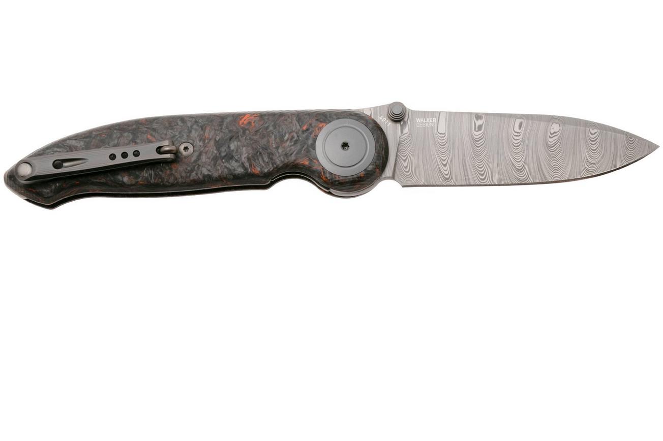 CRKT Pursue 4011 Twist Damasteel, Red Dark Matter FatCarbon, zakmes, Michael Walker design