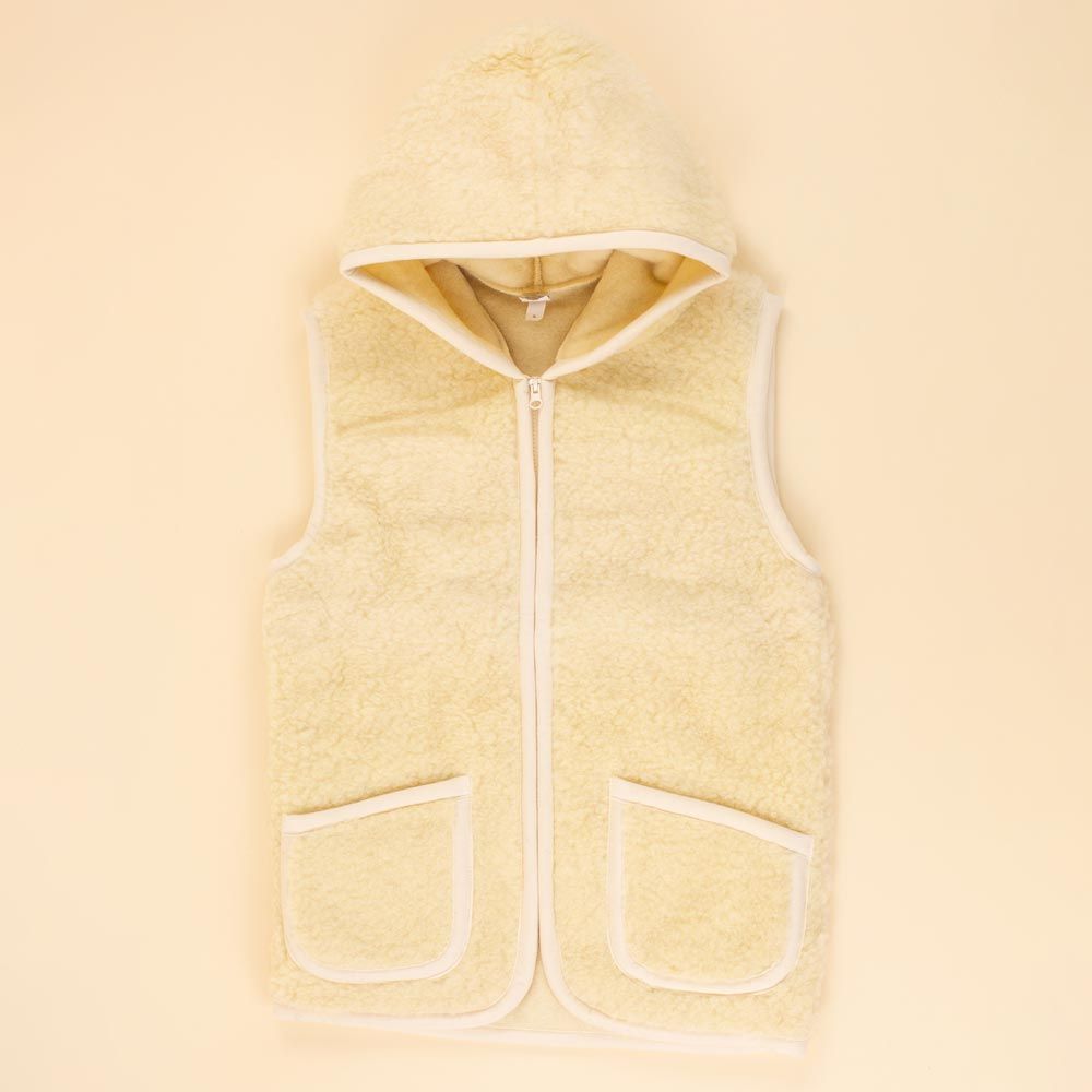 Moonrise dames wollen vest Lynn beige met capuchon