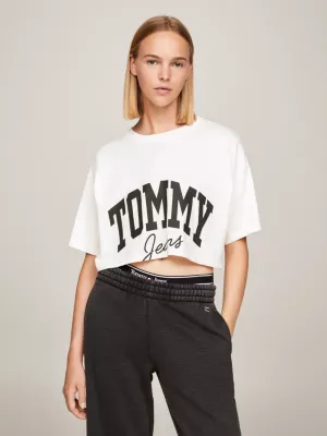 Camiseta Varsity Cropped com Logo