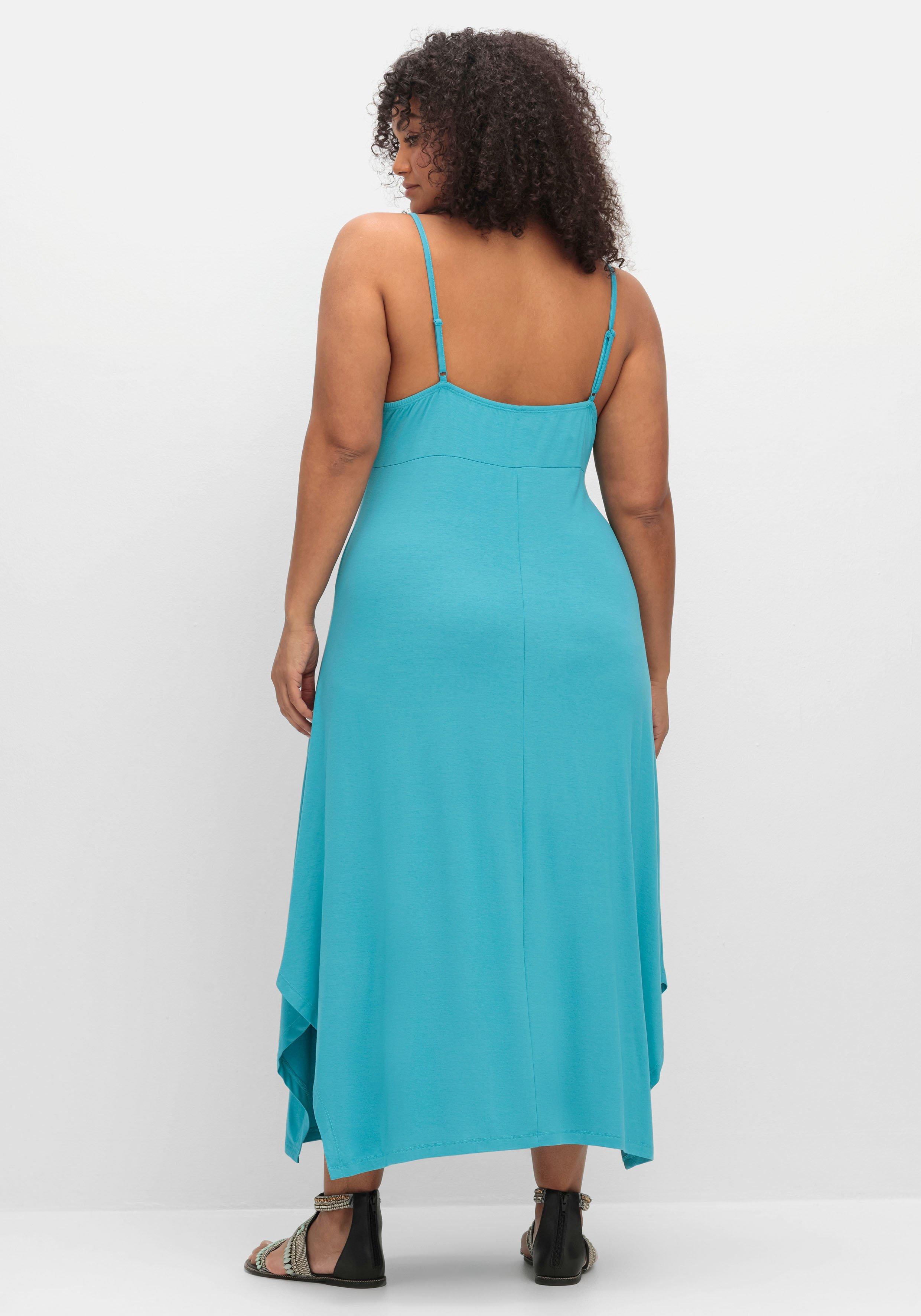 Wadenlanges Jerseykleid in Zipfeloptik