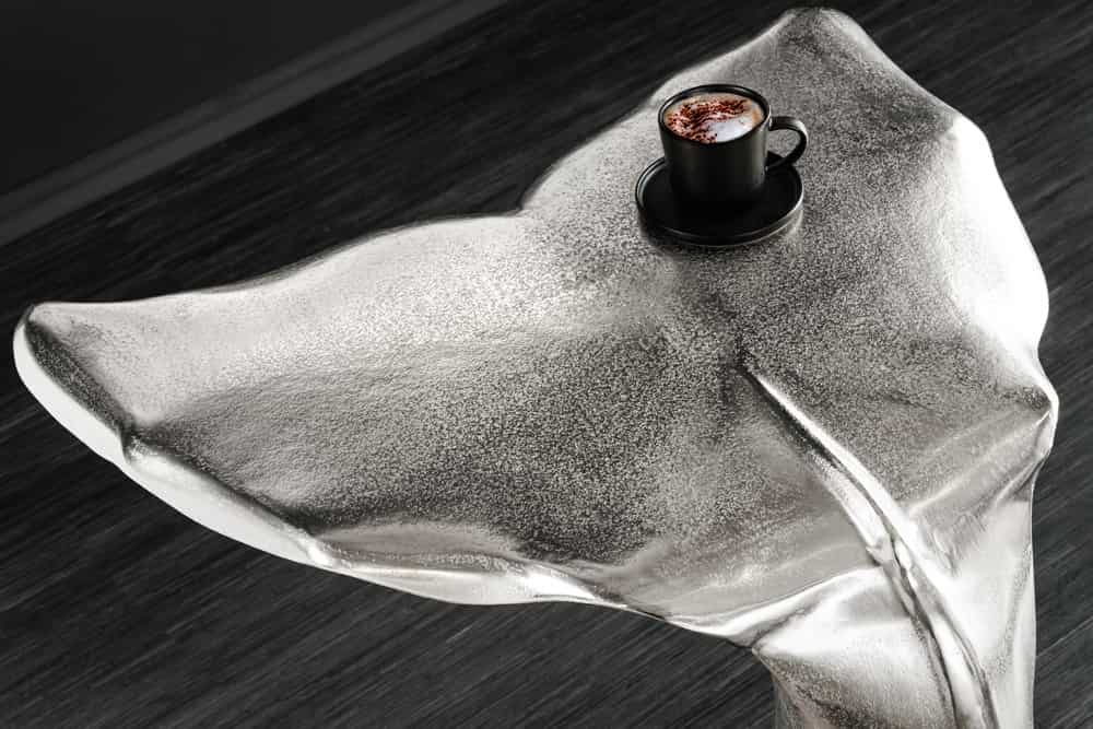 Design Beistelltisch WILDLIFE Walflosse 60cm silber Metall handmade