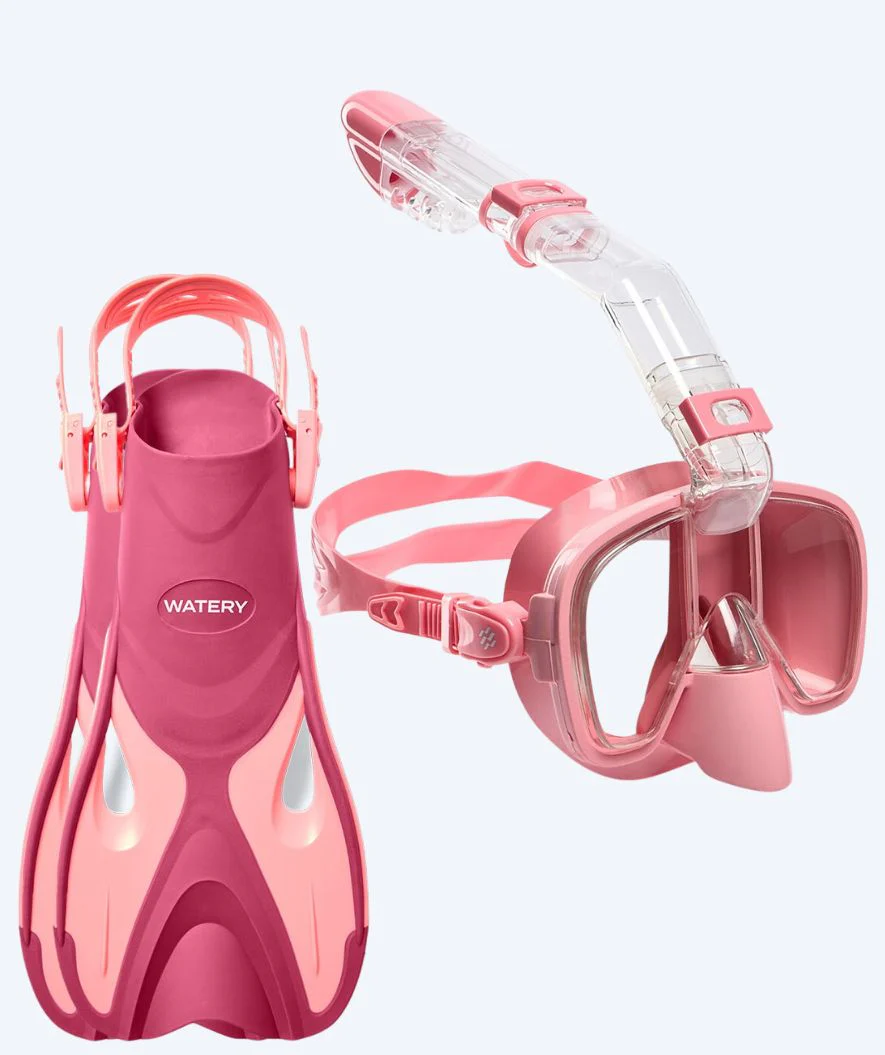 Watery snorkelsæt til voksne - Fisher/Pearl - Pink/pink