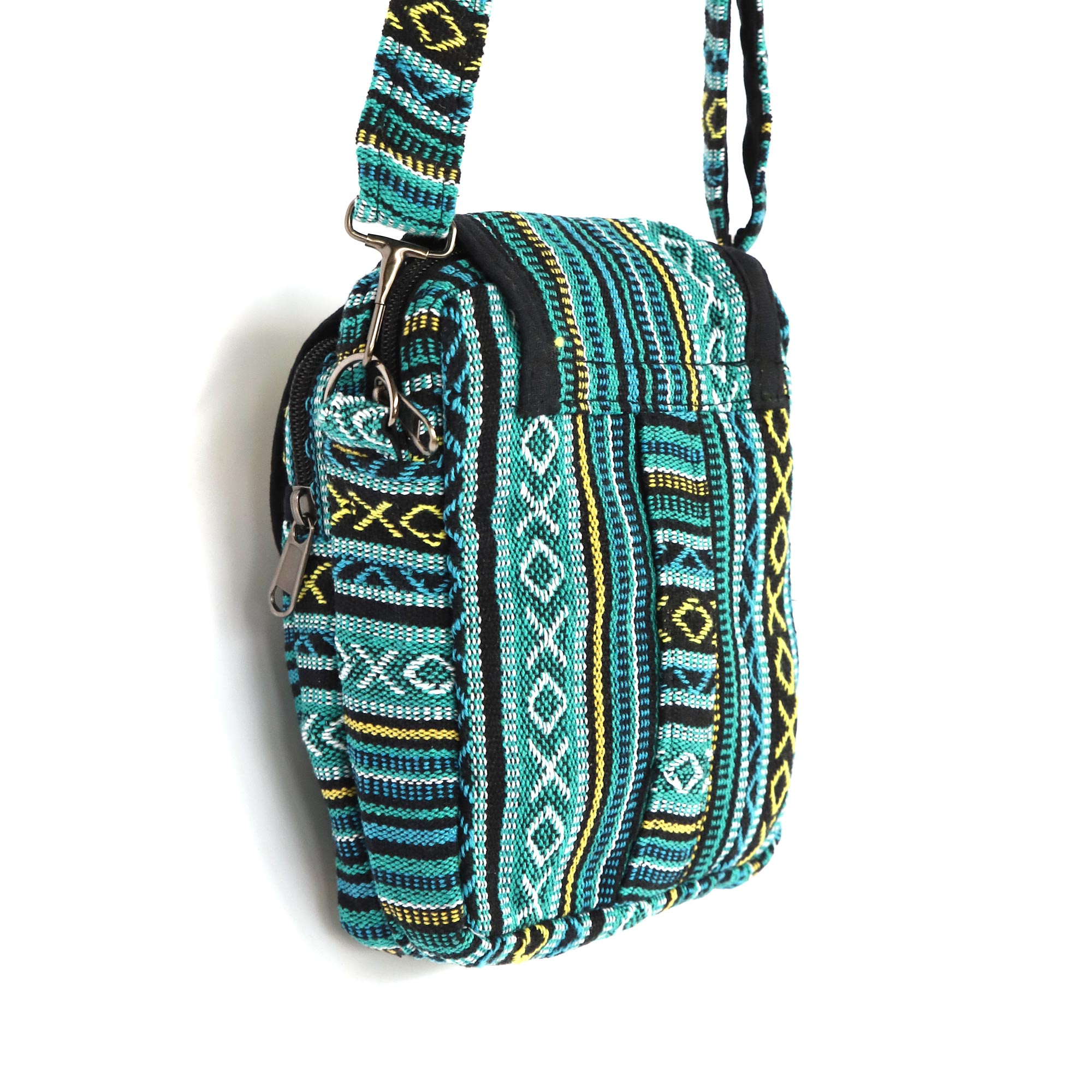 Umhängetasche aus Baumwolljacquard, blau-gelb, H 22 cm, B 15 cm, L 7 cm günstig bestellen