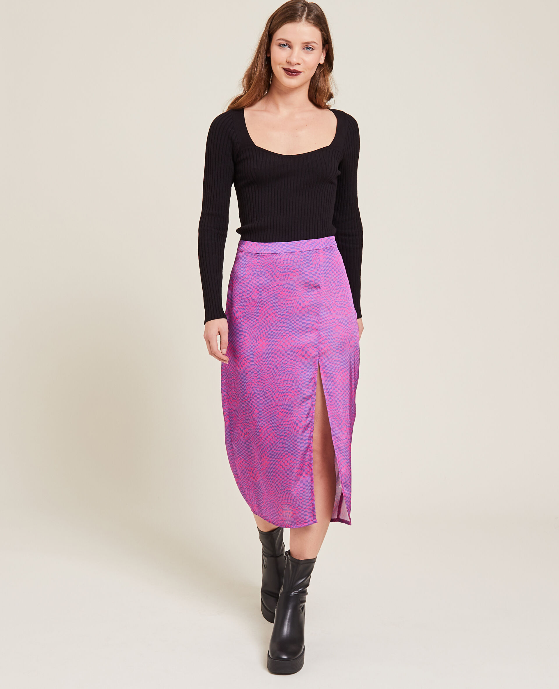 Jupe midi fendue - Violet