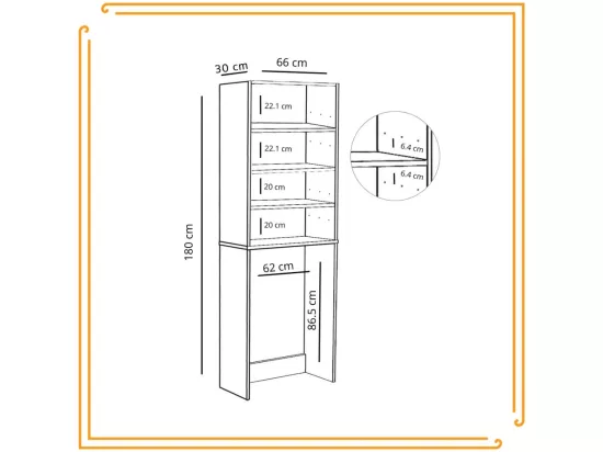 Armoire de salle de bain pour machine à laver et sèche-linge, colonne de rangement pour électroménager en chêne noir.